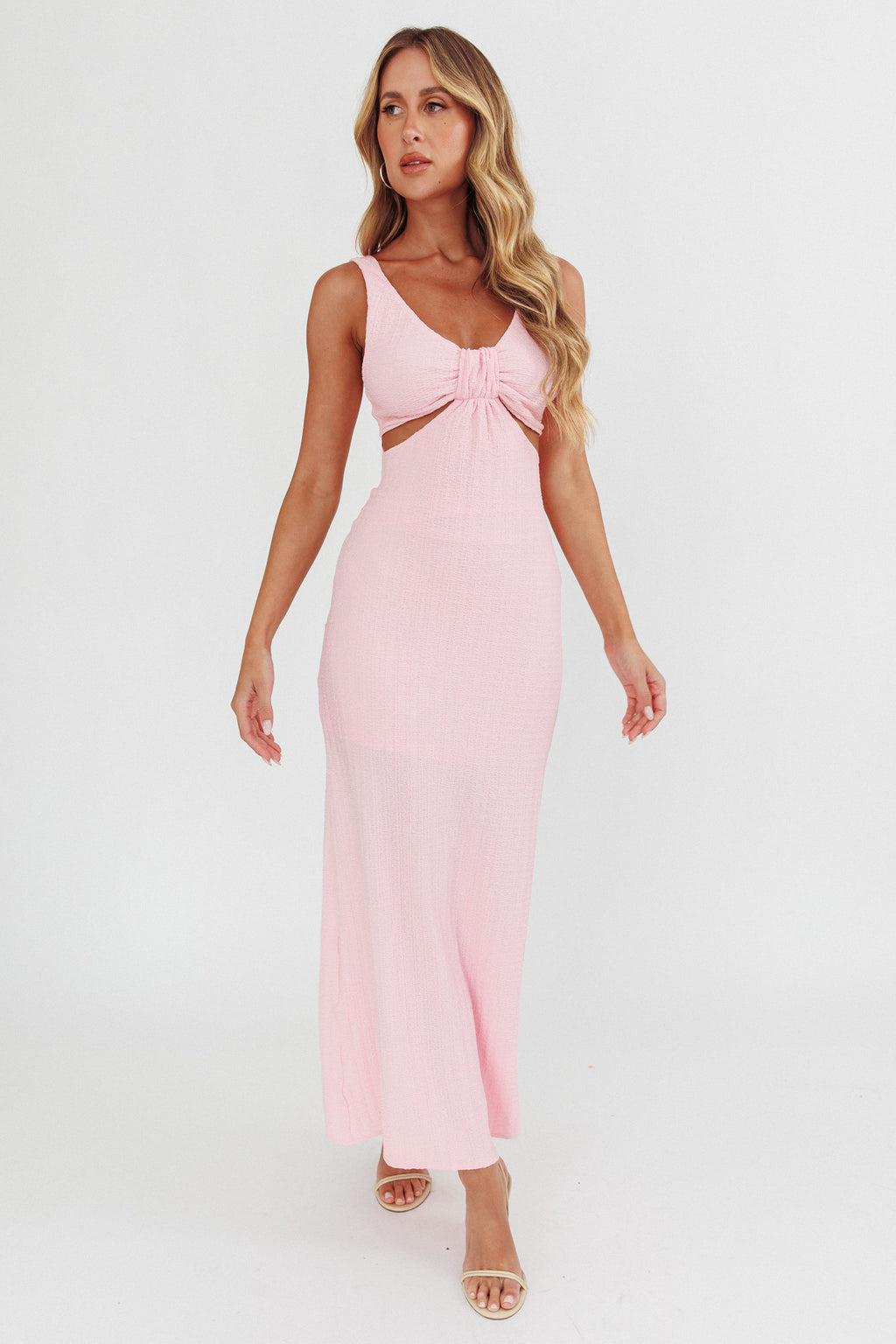 Kharissa Cut-Out Textured Maxi Dress Pink by Selfie Leslie