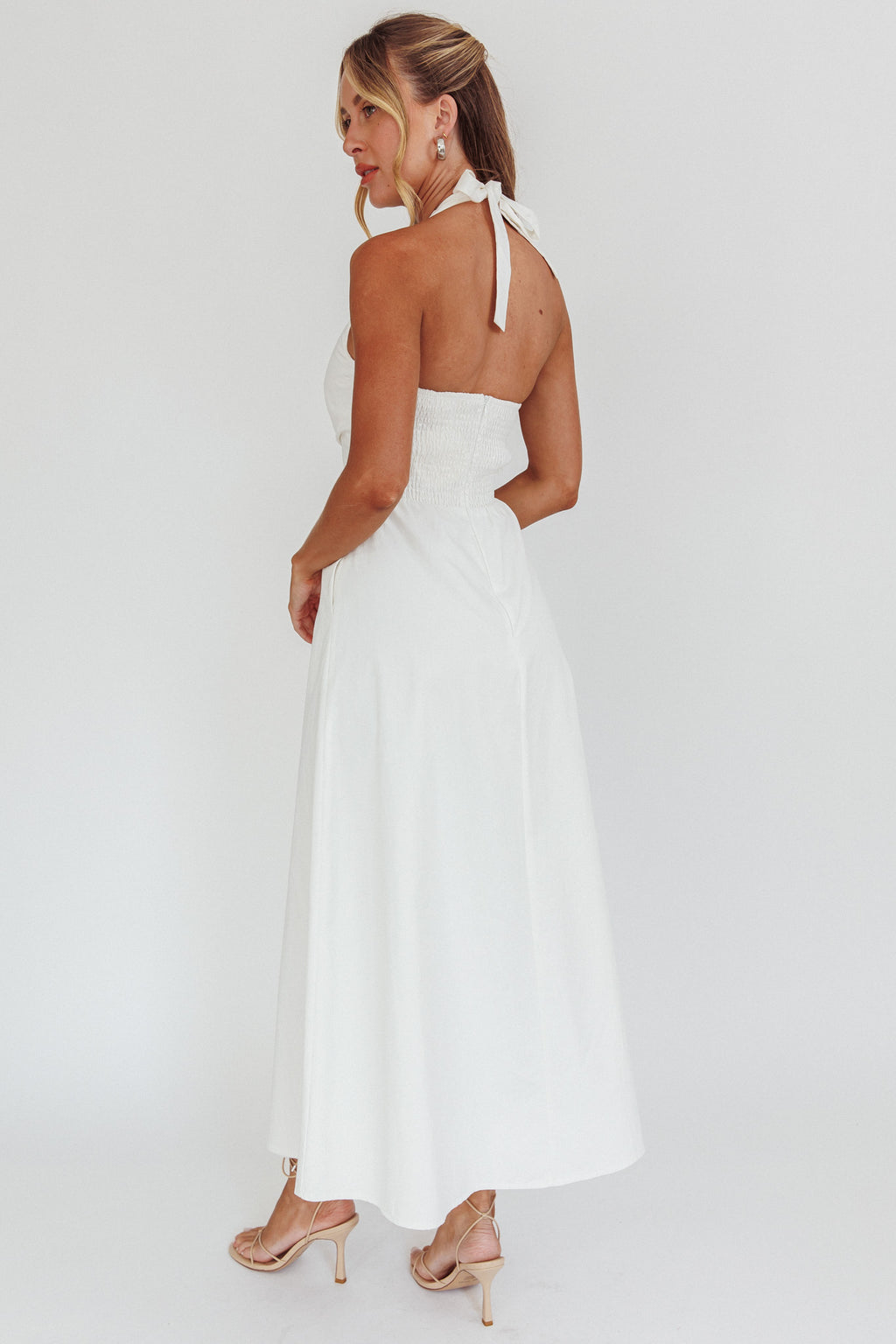 Can't Compete A-Line Halter Maxi Dress White by Selfie Leslie
