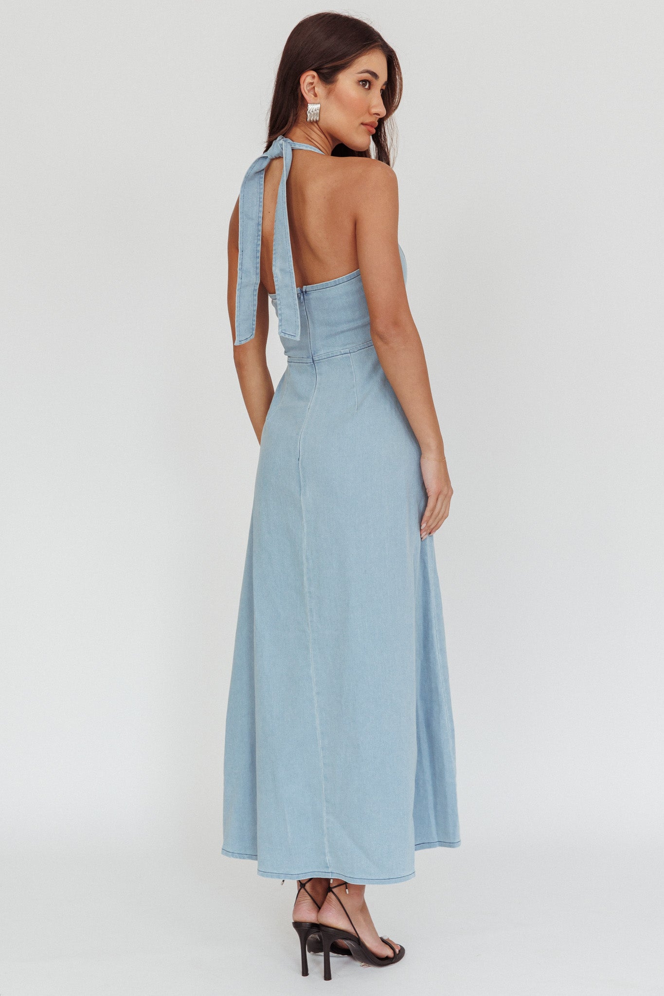Lumi A-Line Maxi Dress Light Denim Blue | Selfie Leslie