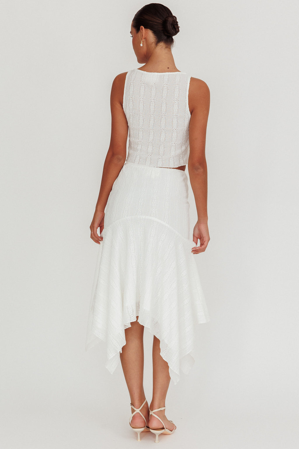 Paper Hearts Square Hem Midi Skirt White by Selfie Leslie