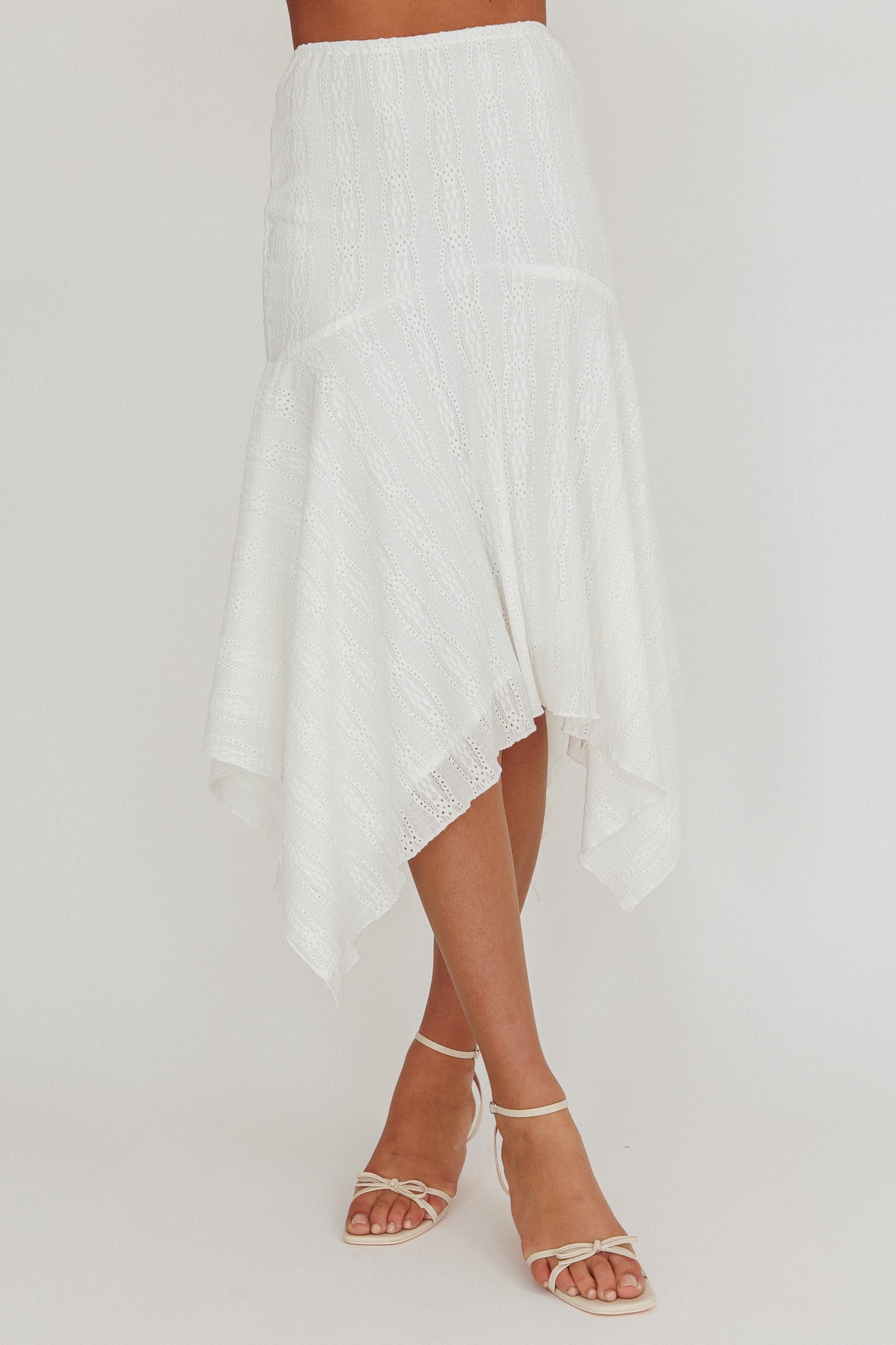 Paper Hearts Square Hem Midi Skirt White by Selfie Leslie