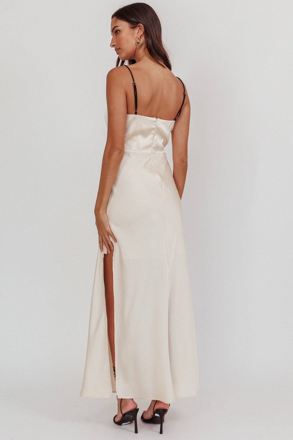Tomorrow's Love Gathered Bow Neckline Maxi Dress Oyster by Selfie Leslie