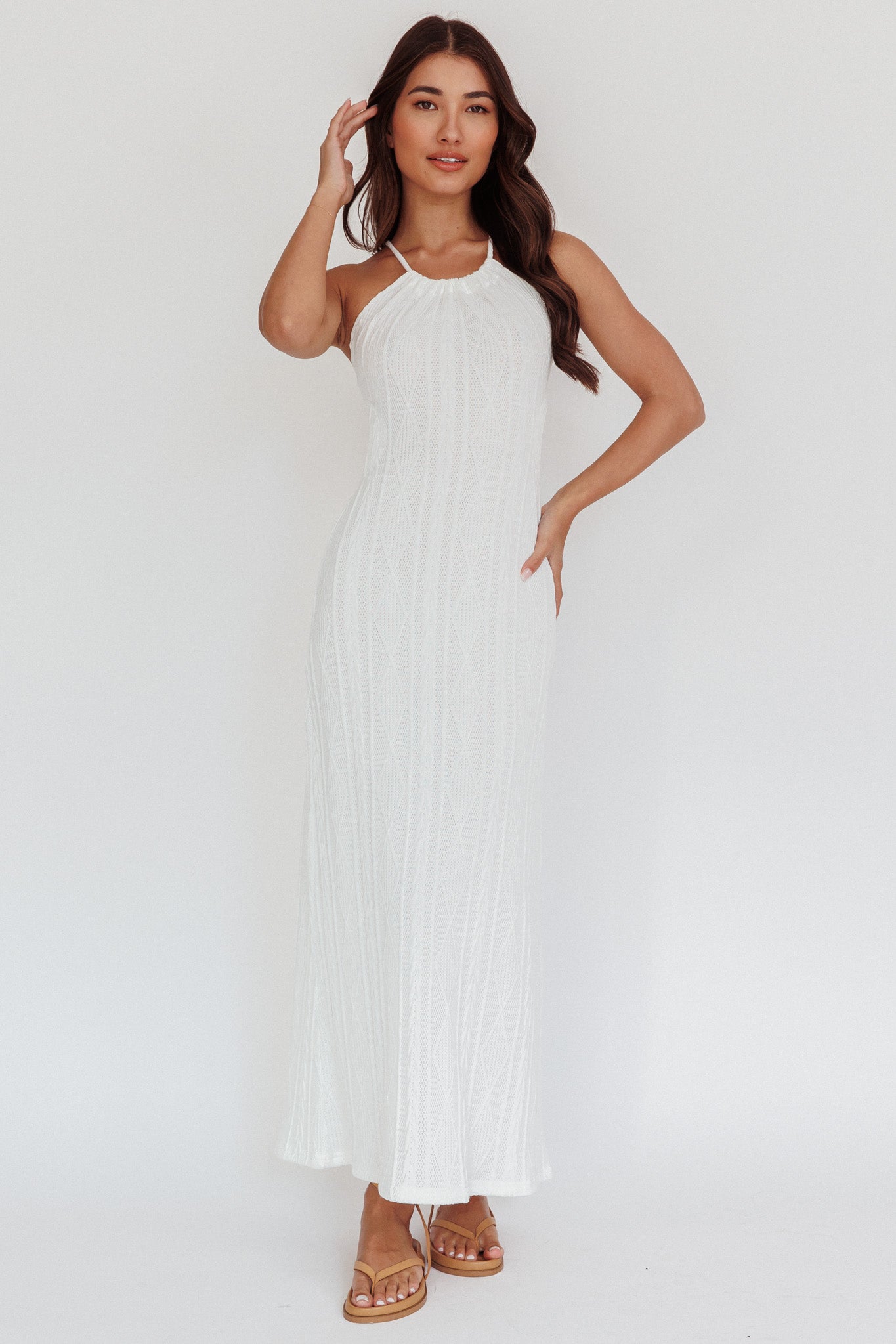 St. Croix Backless Knit Maxi Dress Cream by Selfie Leslie