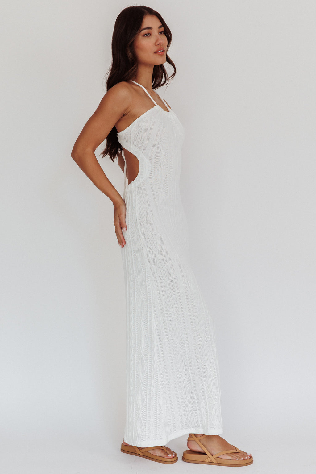 St. Croix Backless Knit Maxi Dress Cream by Selfie Leslie