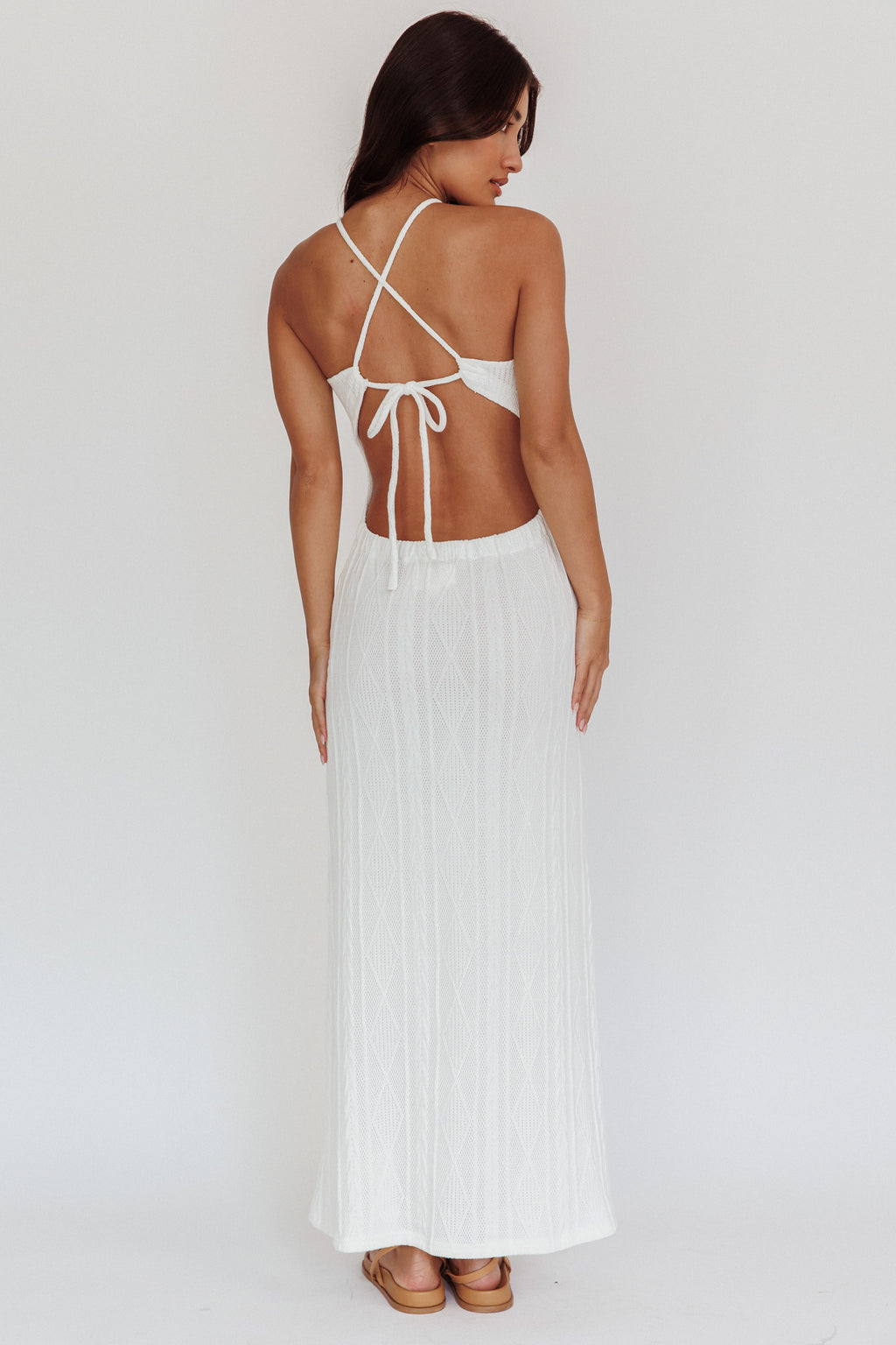 St. Croix Backless Knit Maxi Dress Cream by Selfie Leslie