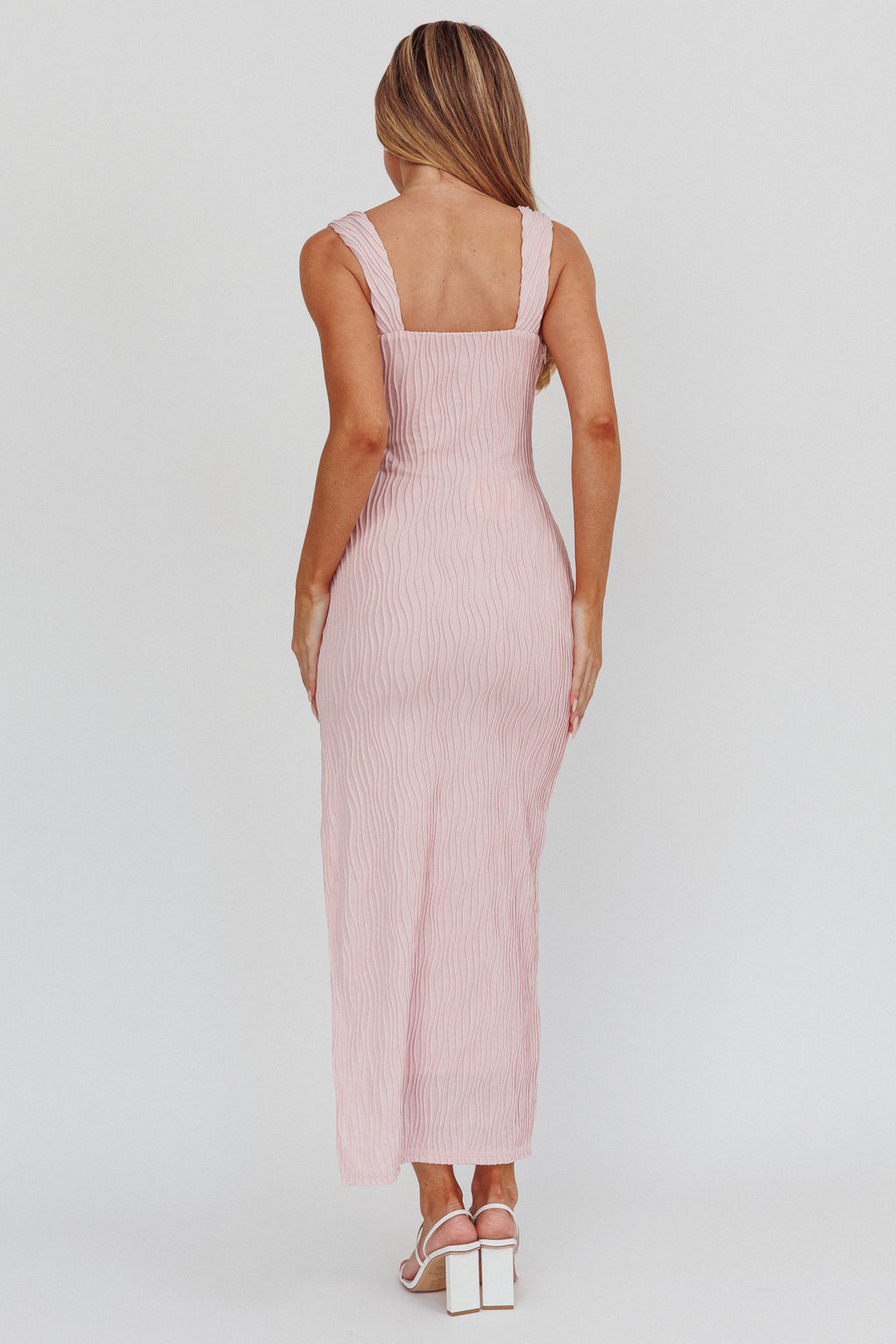 In My Feels Textured Maxi Dress Blush by Selfie Leslie