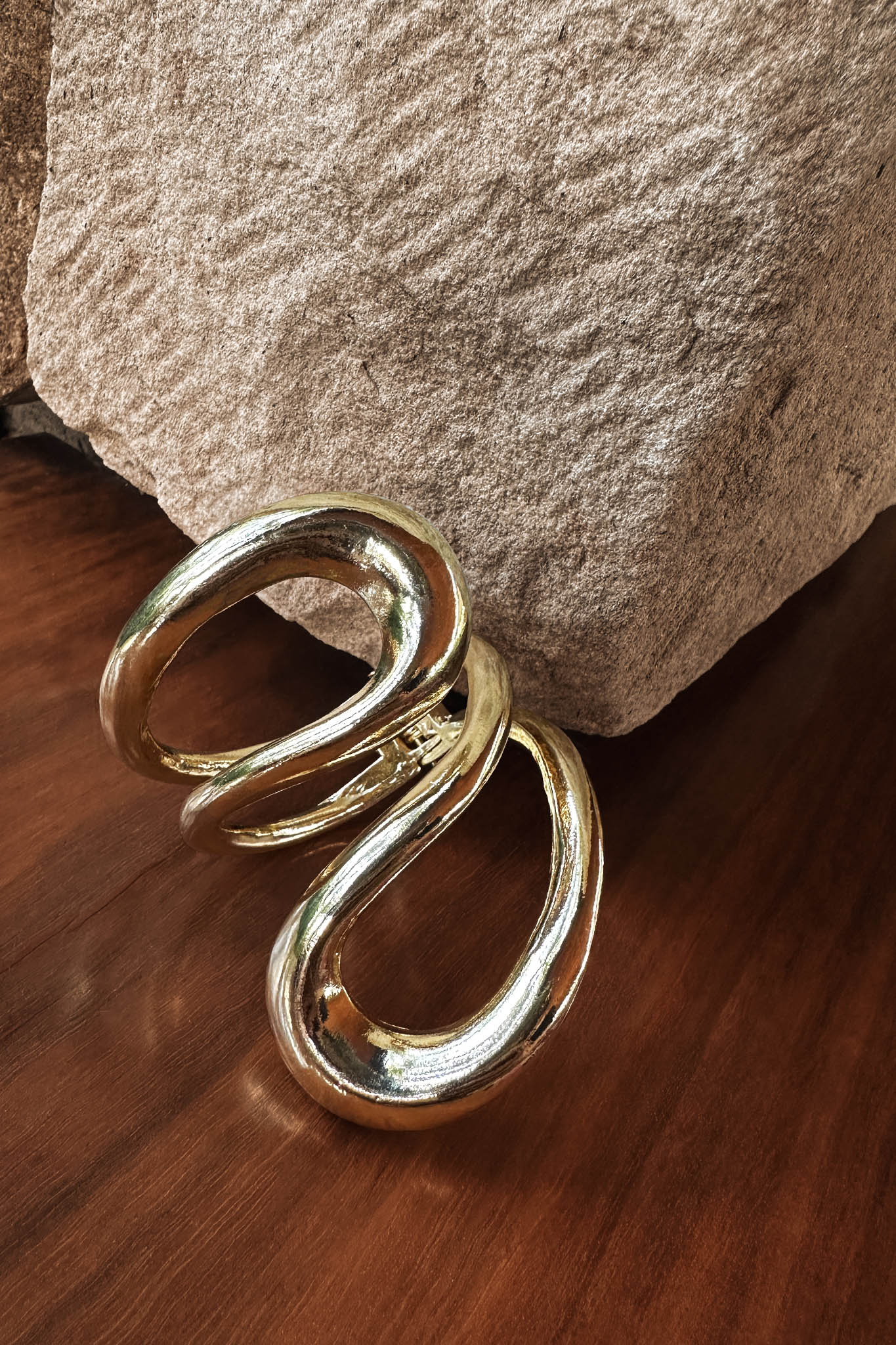 Wanderers Hinged Cuff Bracelet Gold by Selfie Leslie