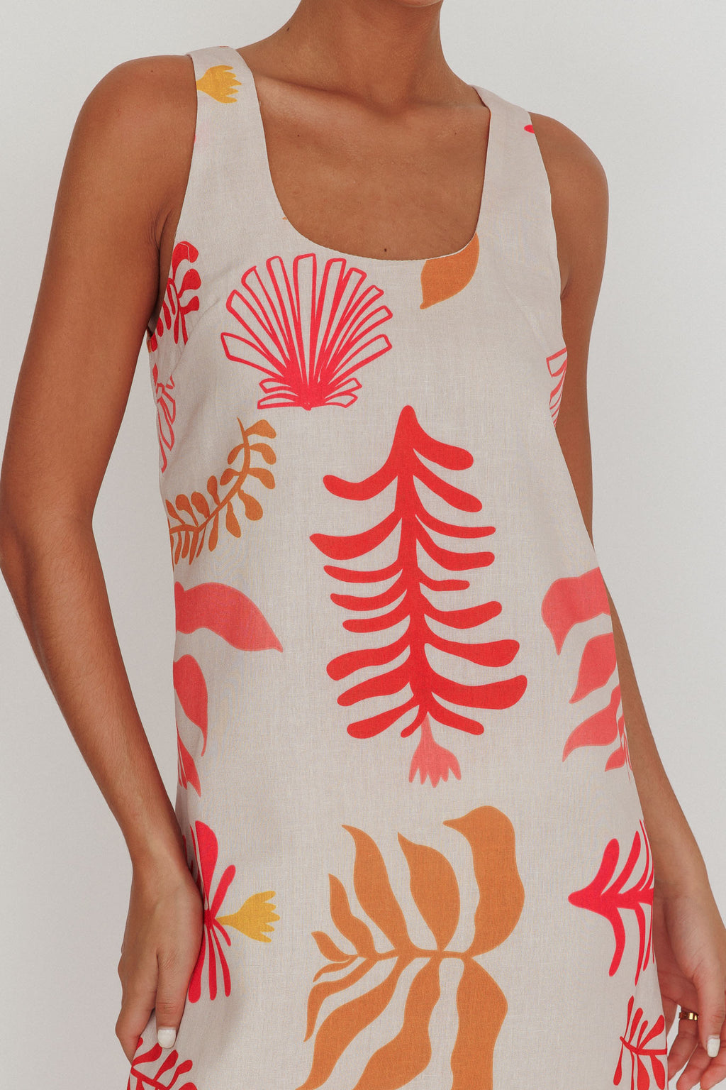 Thetis Leaf And Shell Maxi Slip Dress Pink by Selfie Leslie