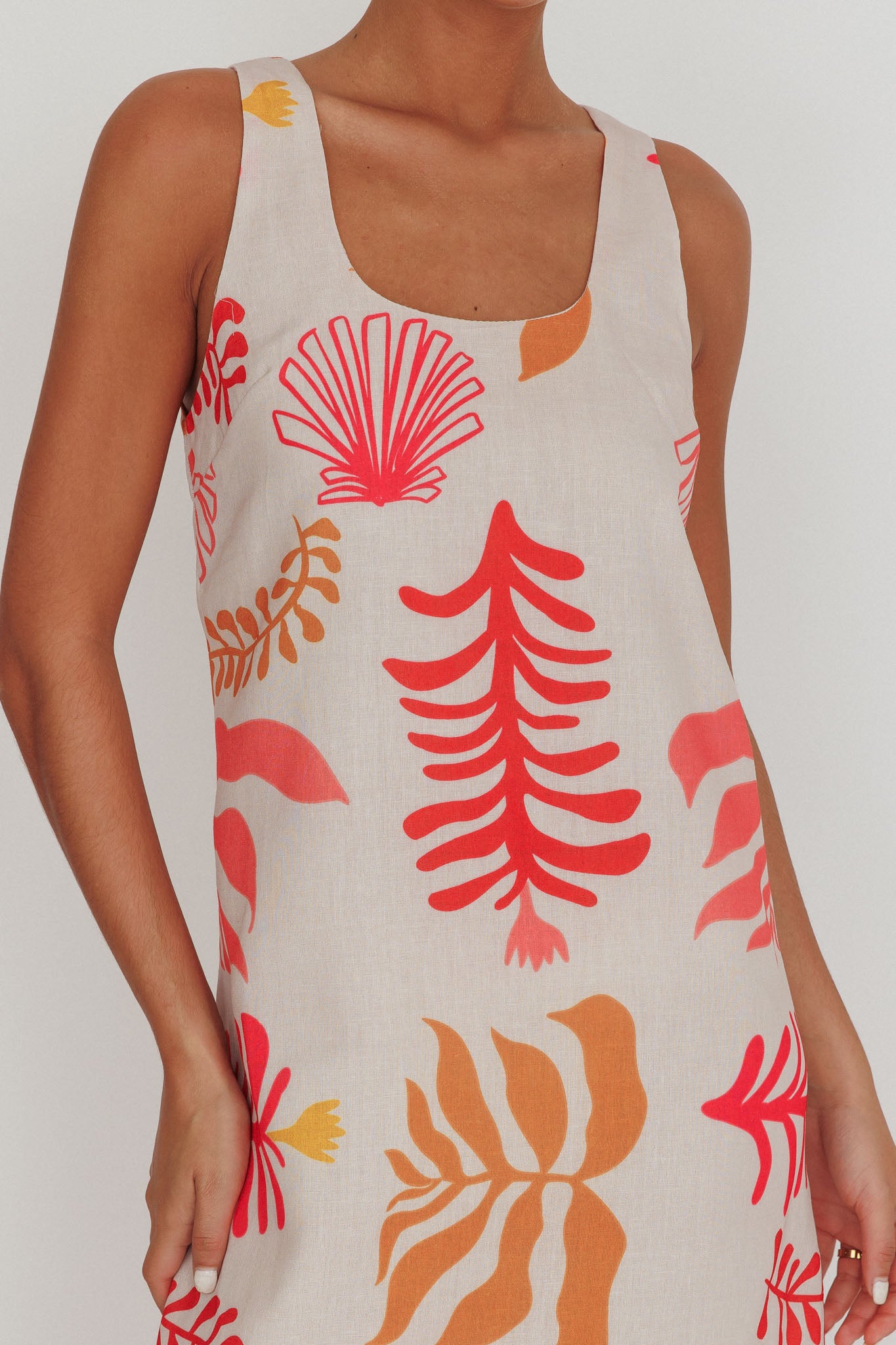 Thetis Leaf And Shell Maxi Slip Dress Pink by Selfie Leslie