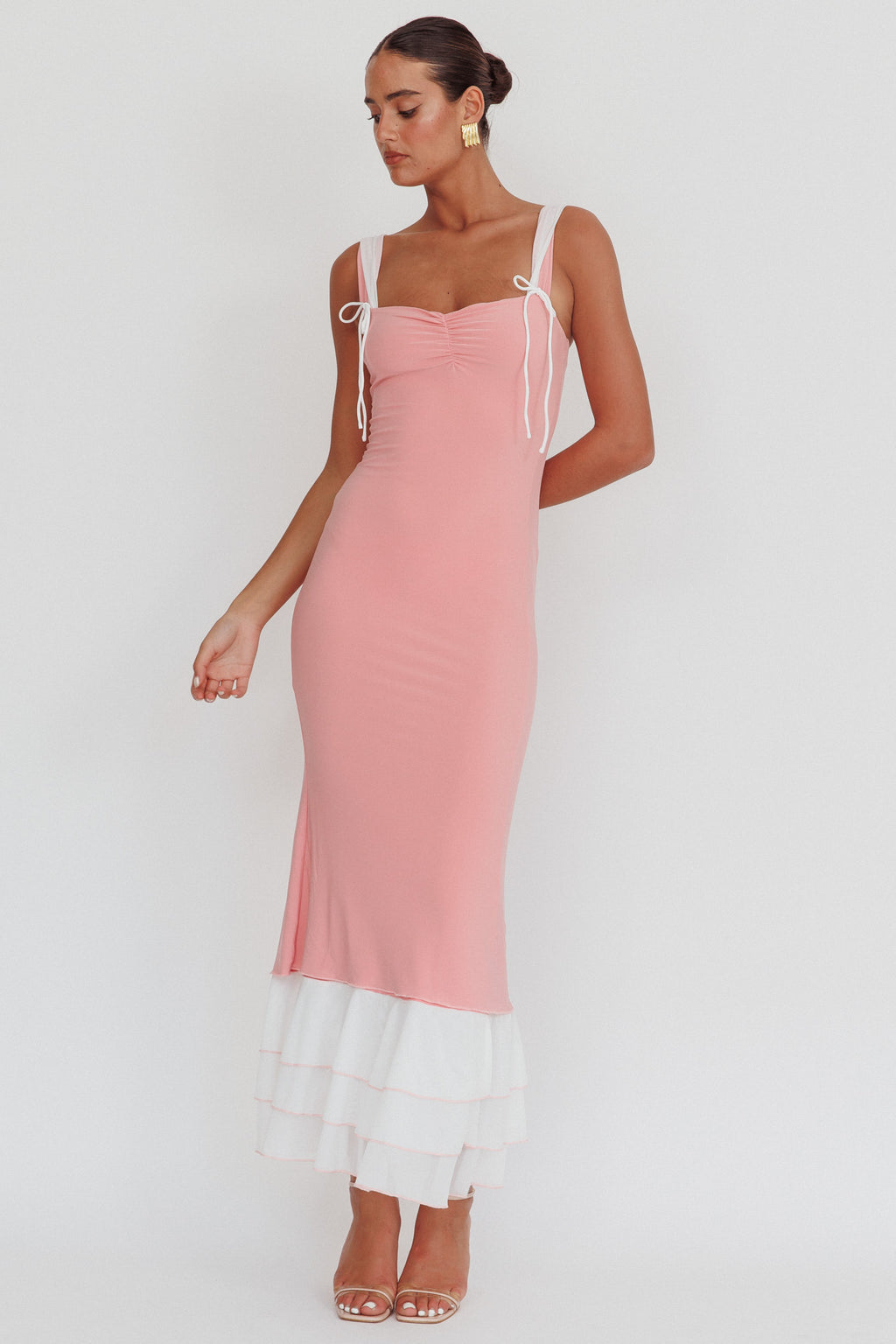 Daydreamers Ruffle Maxi Dress Pink by Selfie Leslie