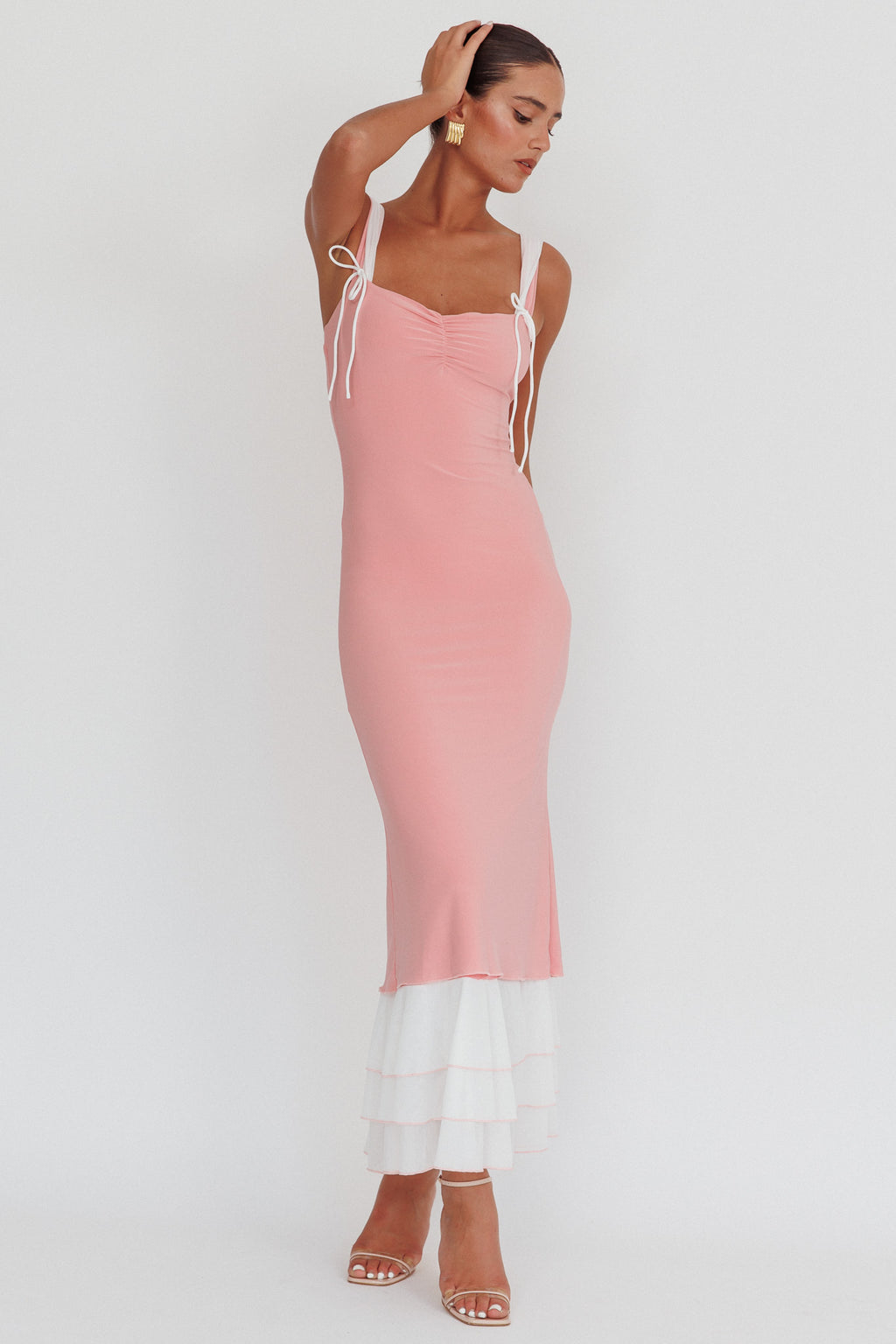 Daydreamers Ruffle Maxi Dress Pink by Selfie Leslie