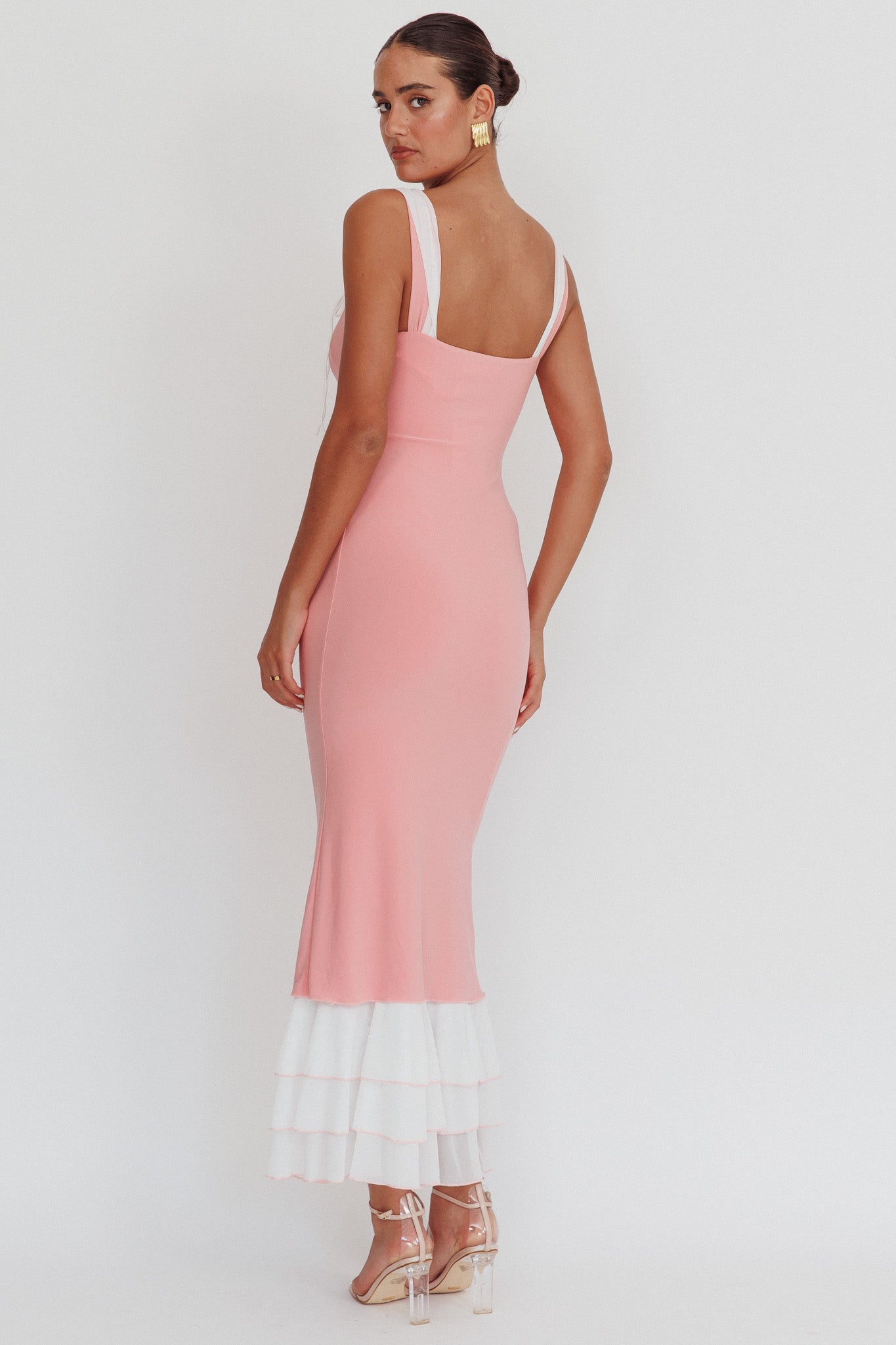 Daydreamers Ruffle Maxi Dress Pink by Selfie Leslie