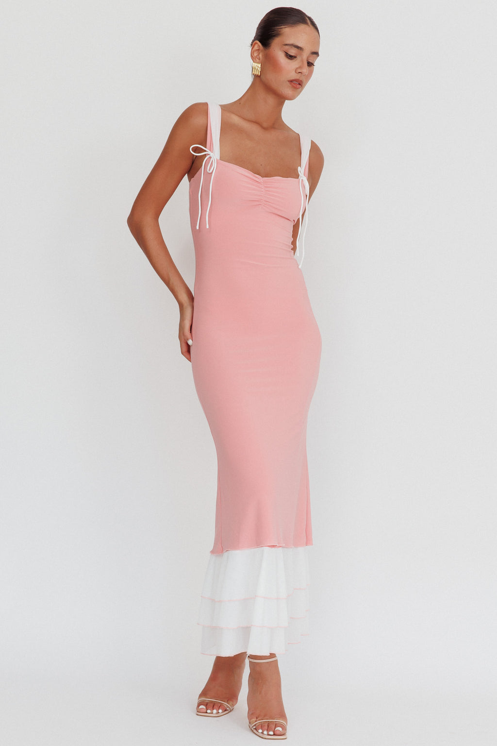 Daydreamers Ruffle Maxi Dress Pink by Selfie Leslie