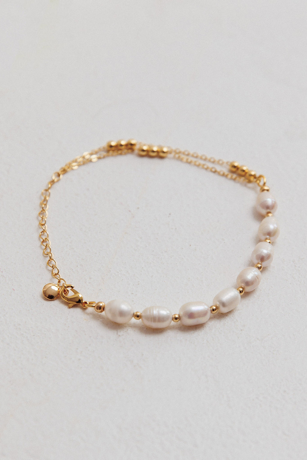 Polaris Freshwater Pearl Double Chain Bracelet Gold by Selfie Leslie