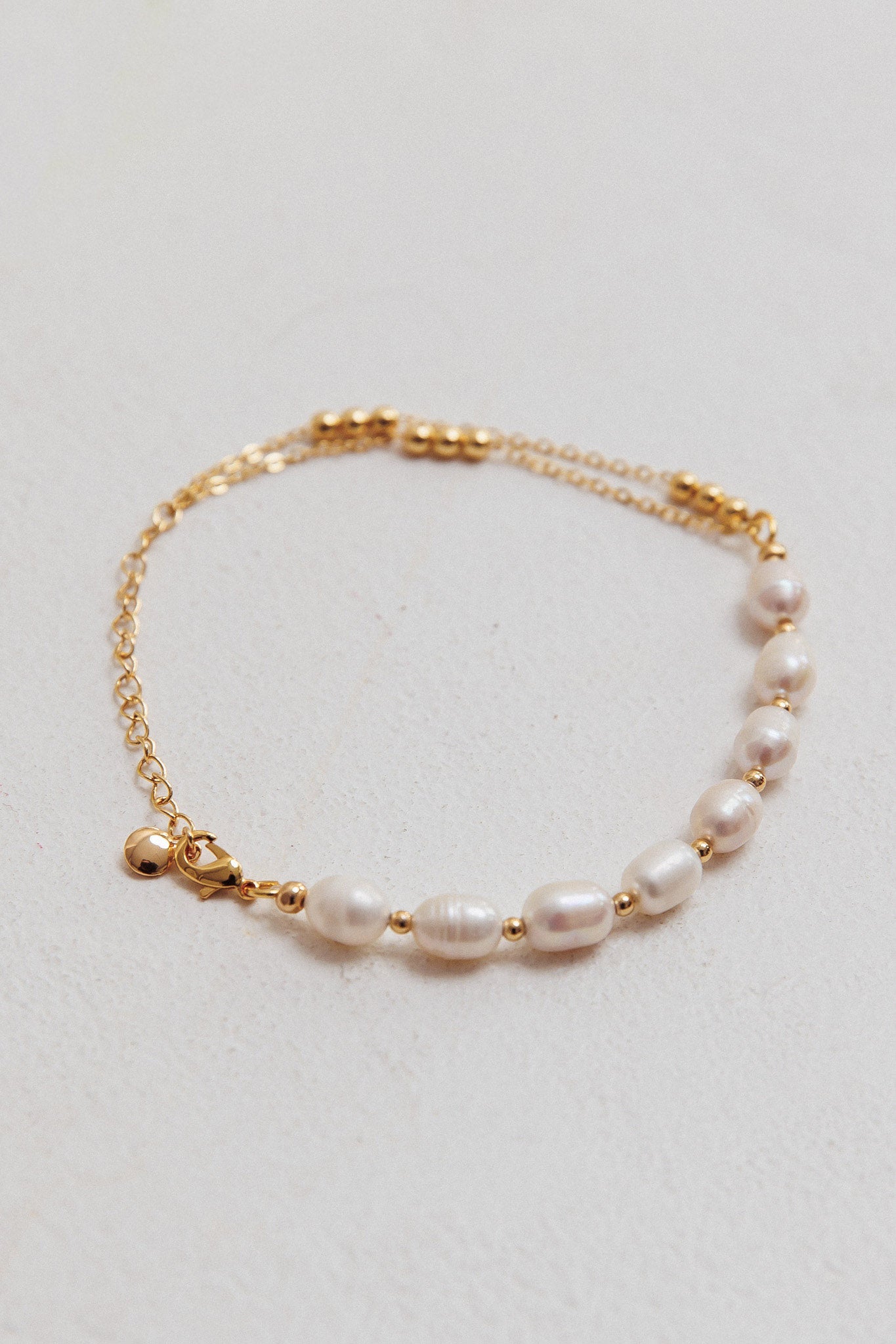 Polaris Freshwater Pearl Double Chain Bracelet Gold by Selfie Leslie