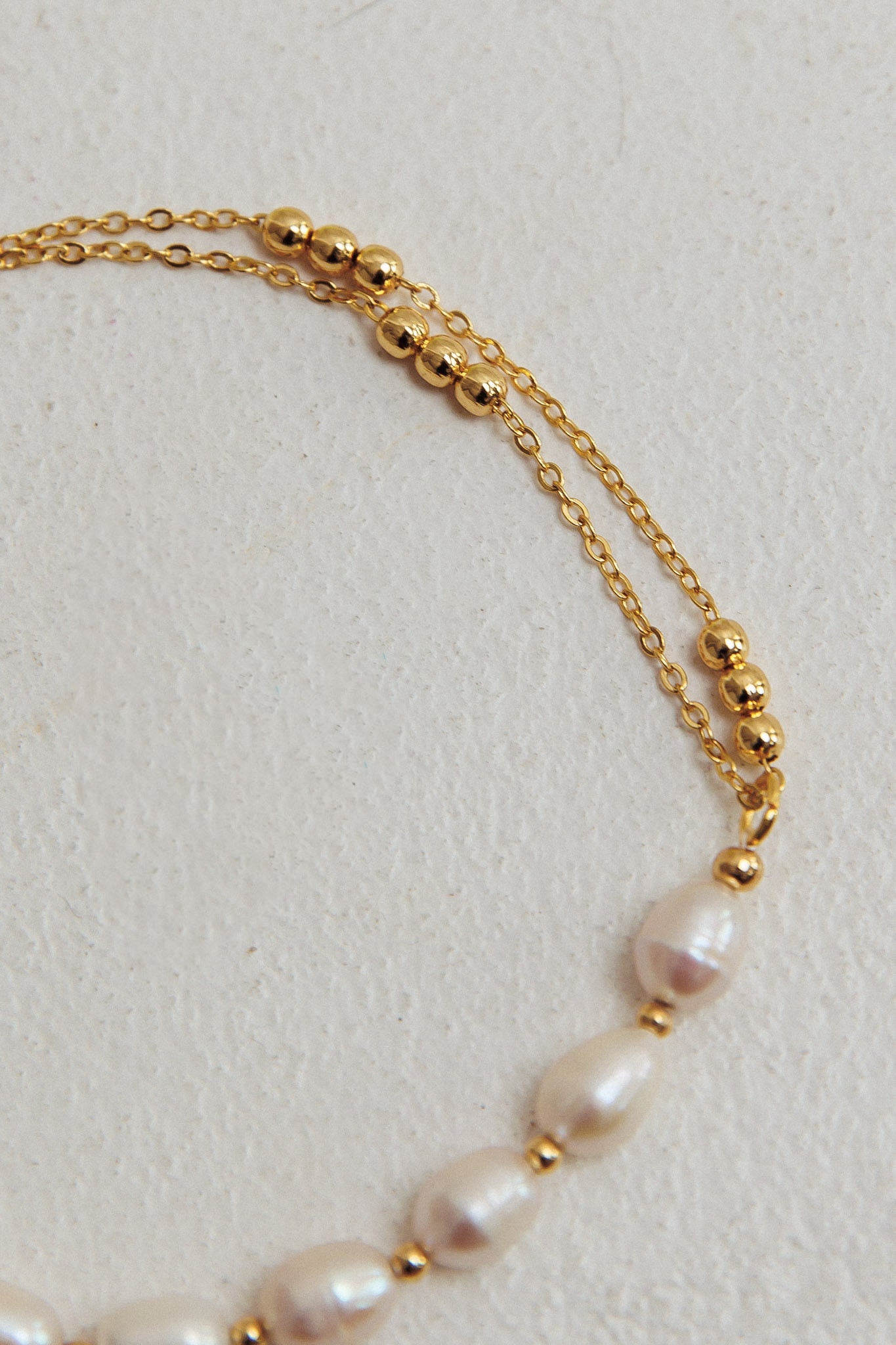 Polaris Freshwater Pearl Double Chain Bracelet Gold by Selfie Leslie