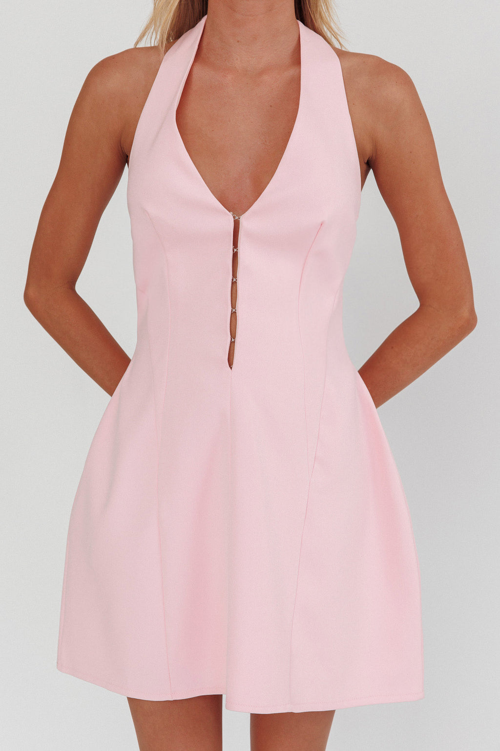 Elisabet Halter Neck Mini Dress Pink