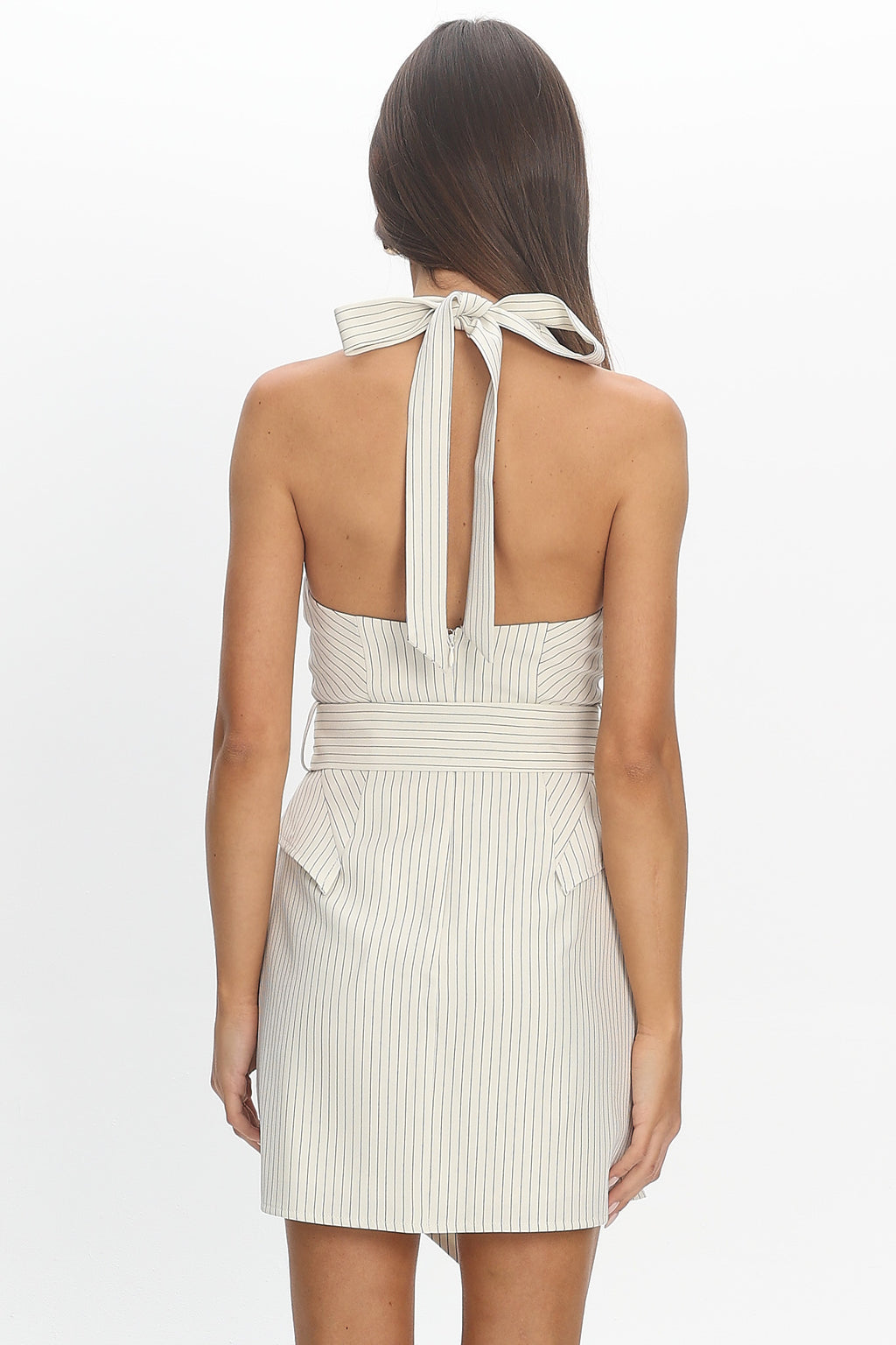 Elisabet Halterneck Belted Mini Dress Off White