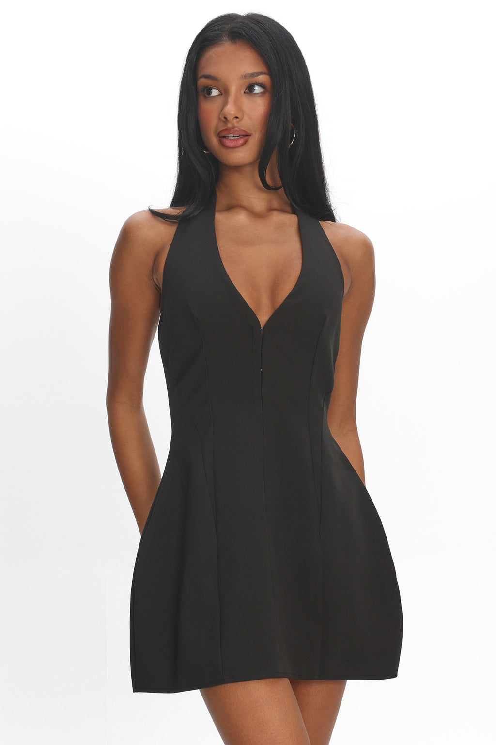 Elisabet Halter Neck Mini Dress Black - XL