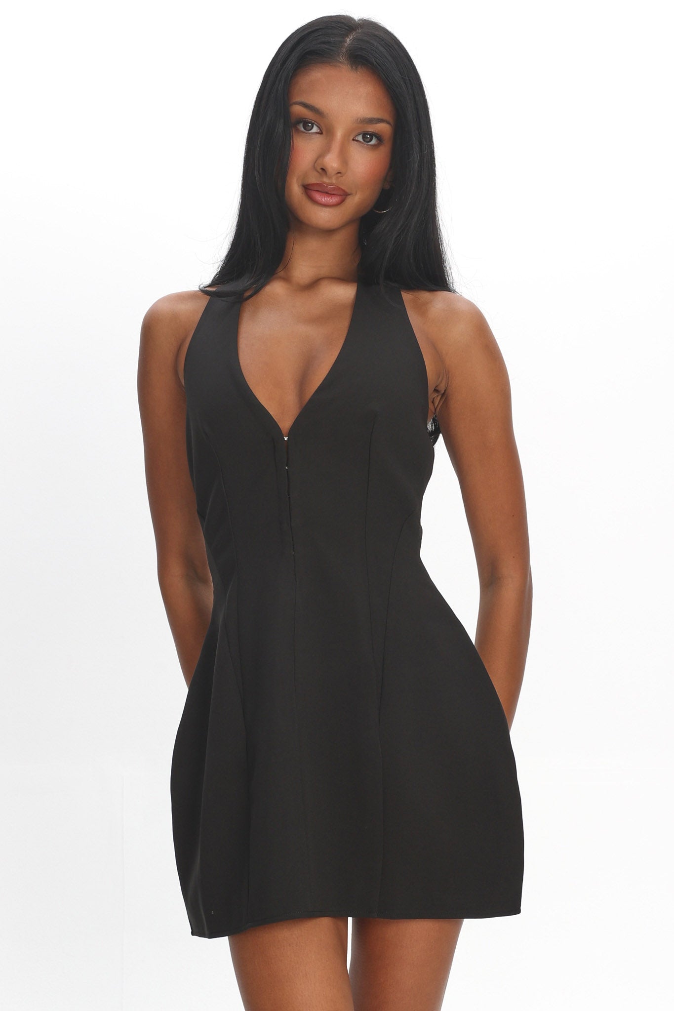 black mini halter dress Elisabet Halter Neck Mini Dress Black
