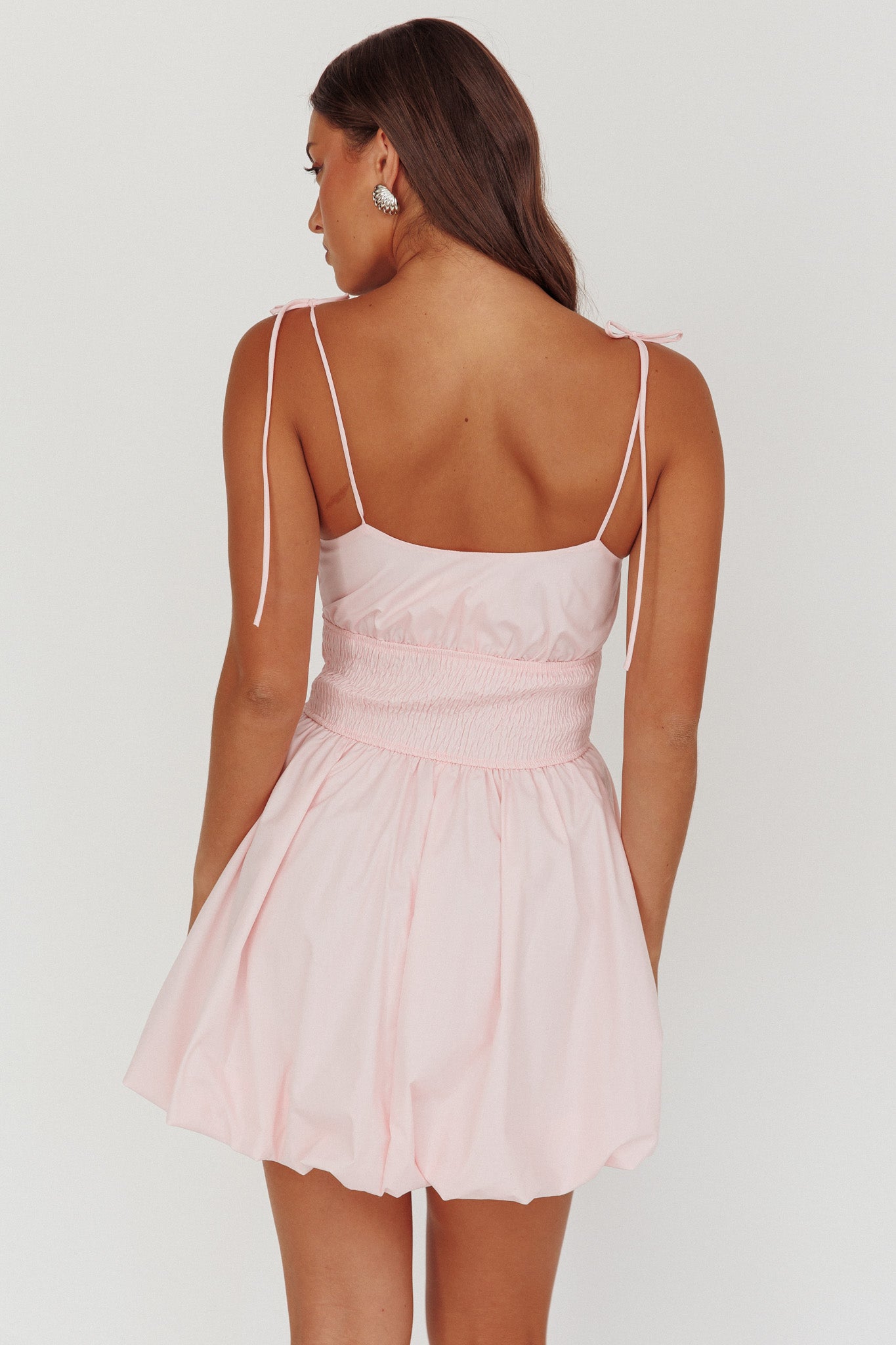 Like Art Tied Shoulder Bubble Mini Dress Pink by Selfie Leslie