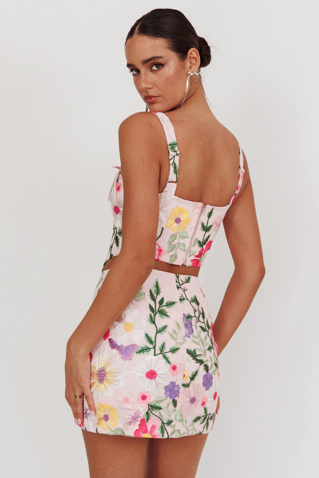 High Street Jacquard Mini Skirt Floral Multi by Selfie Leslie