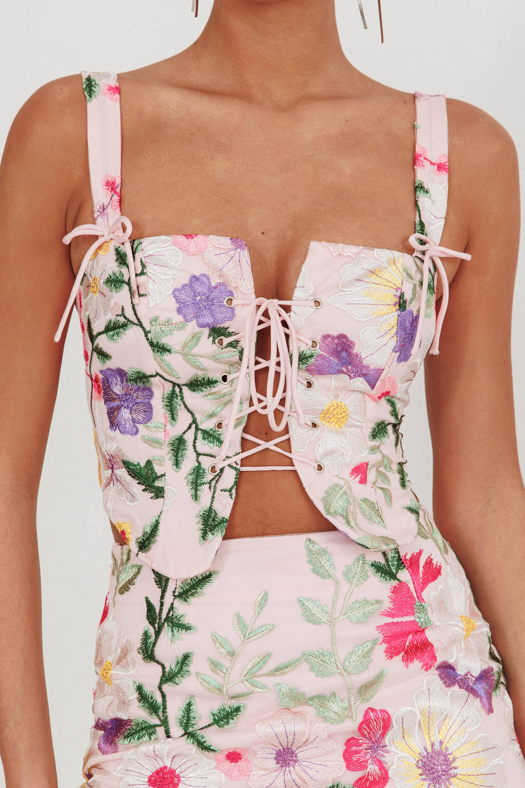 High Street Jacquard Corset Top Floral Multi by Selfie Leslie