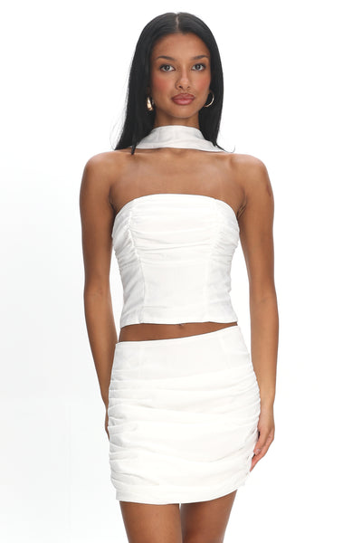 Charise Strapless Neck Tie Top Ivory | Selfie Leslie