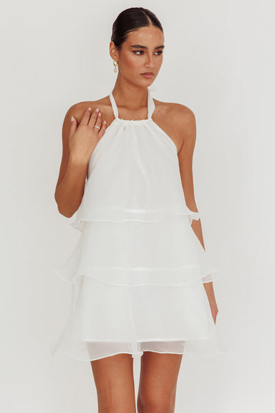 Tulips Tiered Halterneck Mini Dress White | Selfie Leslie Tulips Tiered Halterneck Mini Dress White | Selfie Leslie