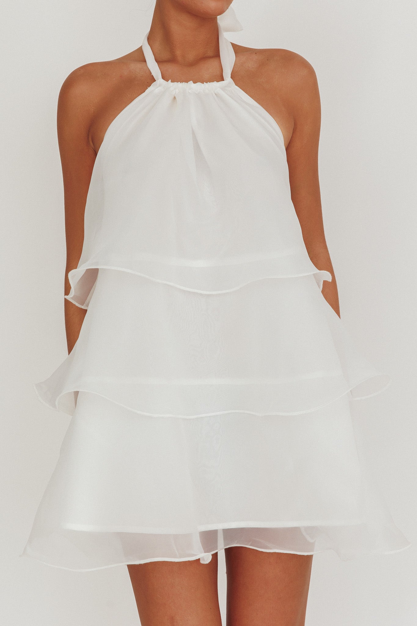 Tulips Tiered Halterneck Mini Dress White | Selfie Leslie Tulips Tiered Halterneck Mini Dress White | Selfie Leslie
