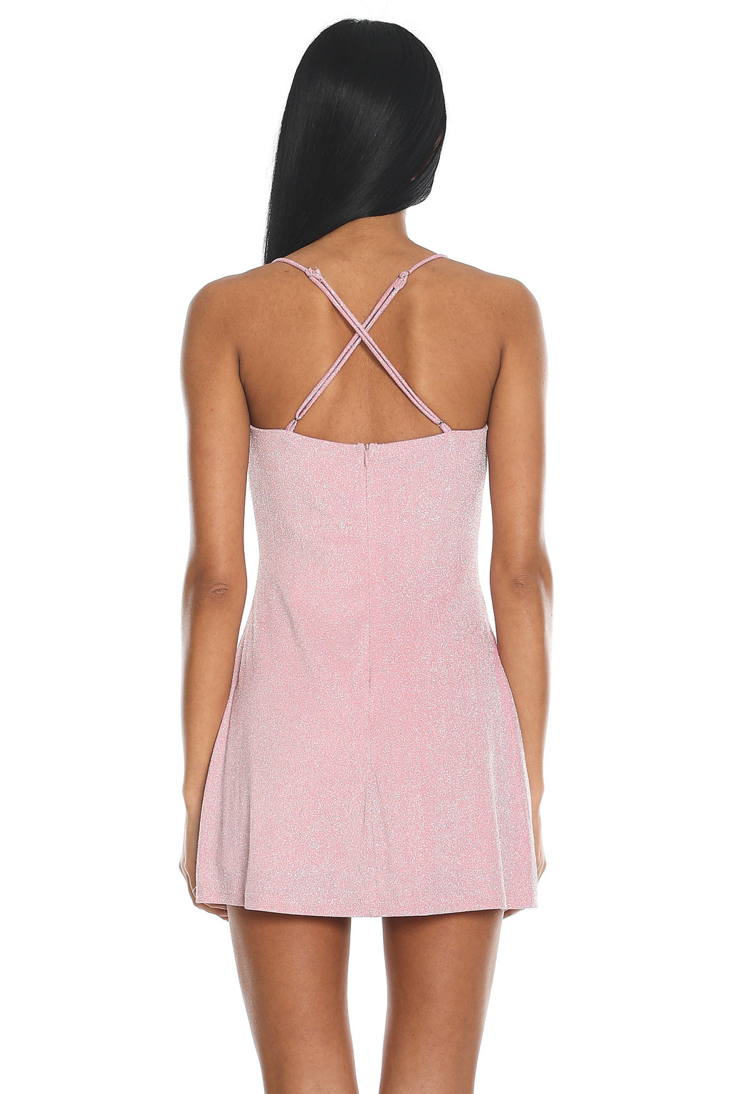 Addicted Glitter Rosette Mini Dress Baby Pink