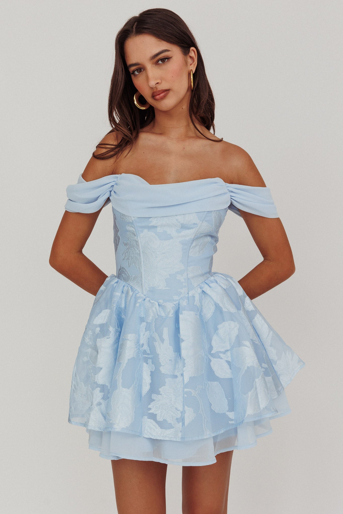 Lusting Off-Shoulder Mini Dress Blue– Selfie Leslie
