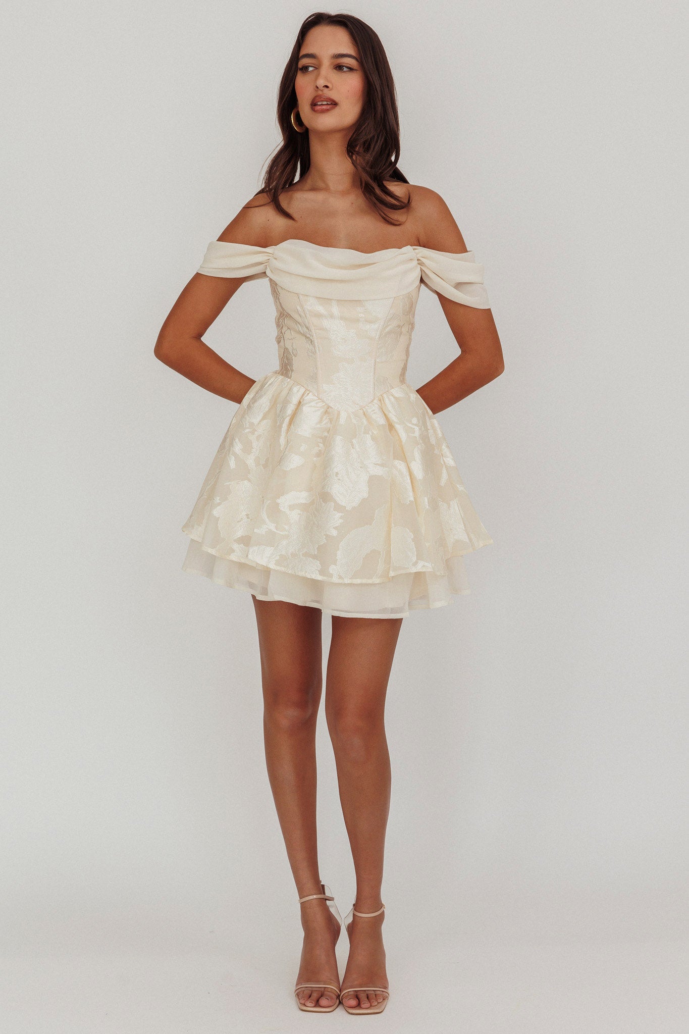 Lusting Off Shoulder Mini Dress Cream main image 0