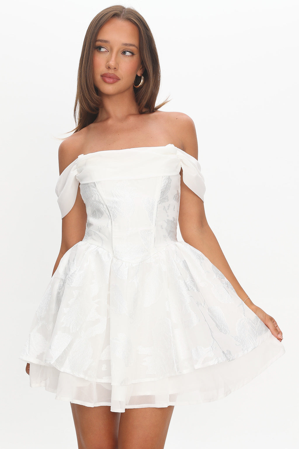 Lusting Off Shoulder Mini Dress White by Selfie Leslie