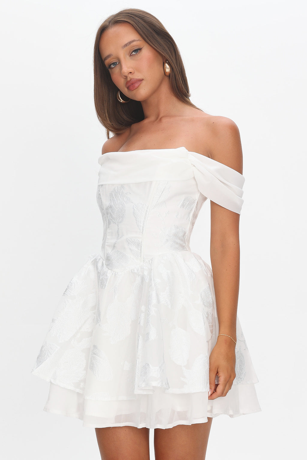 Lusting Off Shoulder Mini Dress White by Selfie Leslie