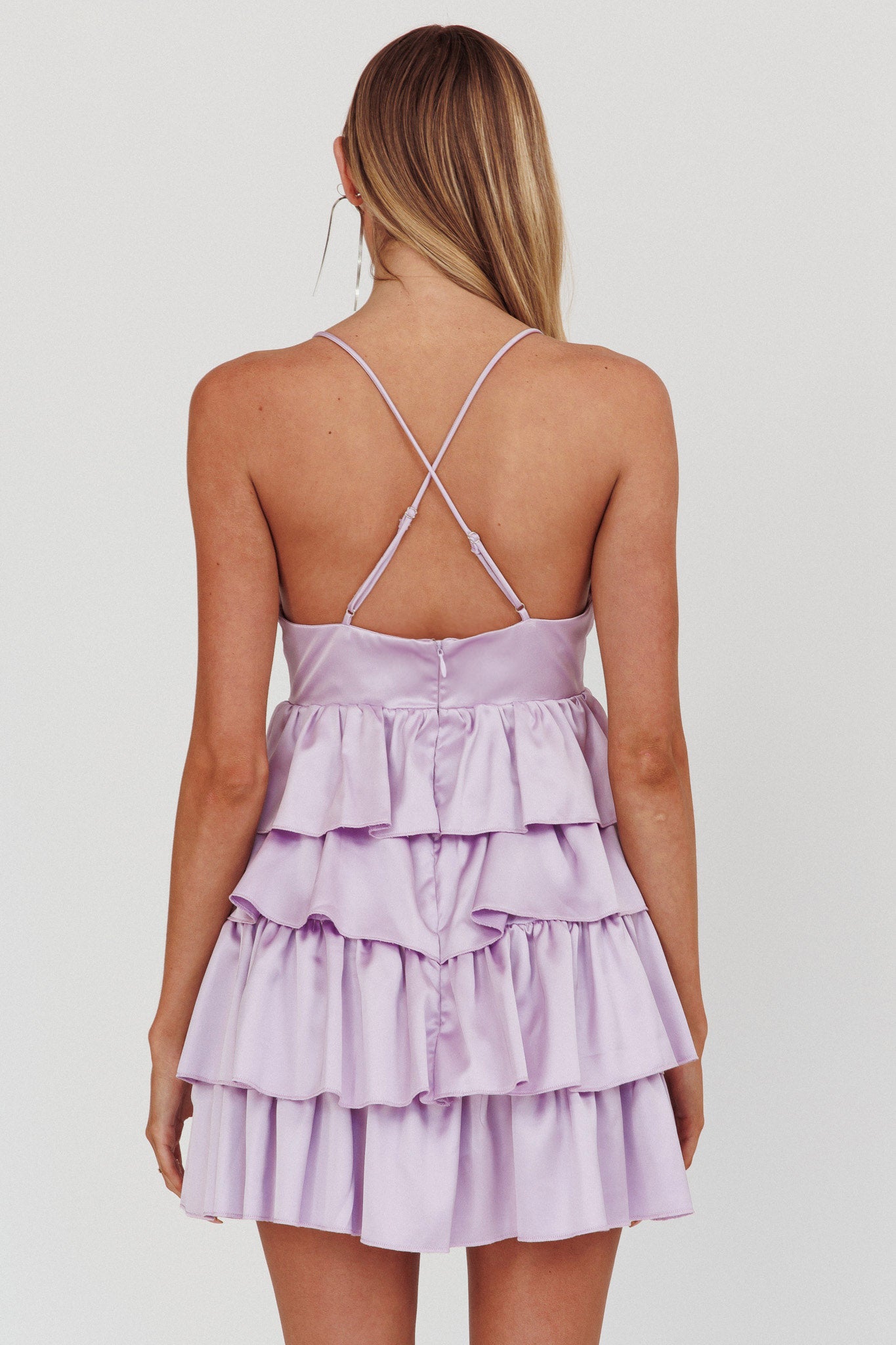 Heavenly Bliss Ruffle Mini Dress Lilac S Heavenly Bliss Ruffle Mini Dress Lilac S