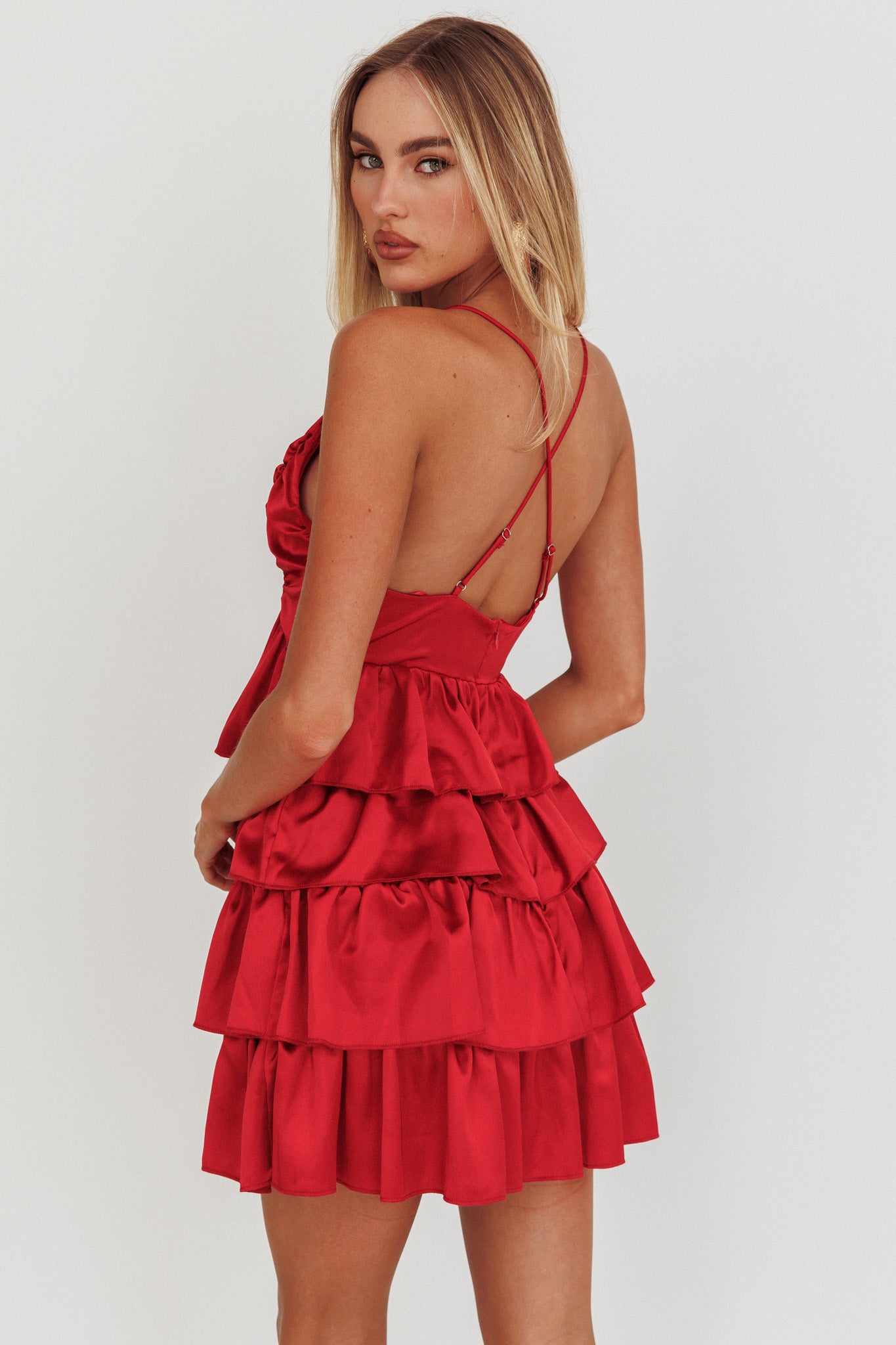 red ruffle mini dress Heavenly Bliss Ruffle Mini Dress Red