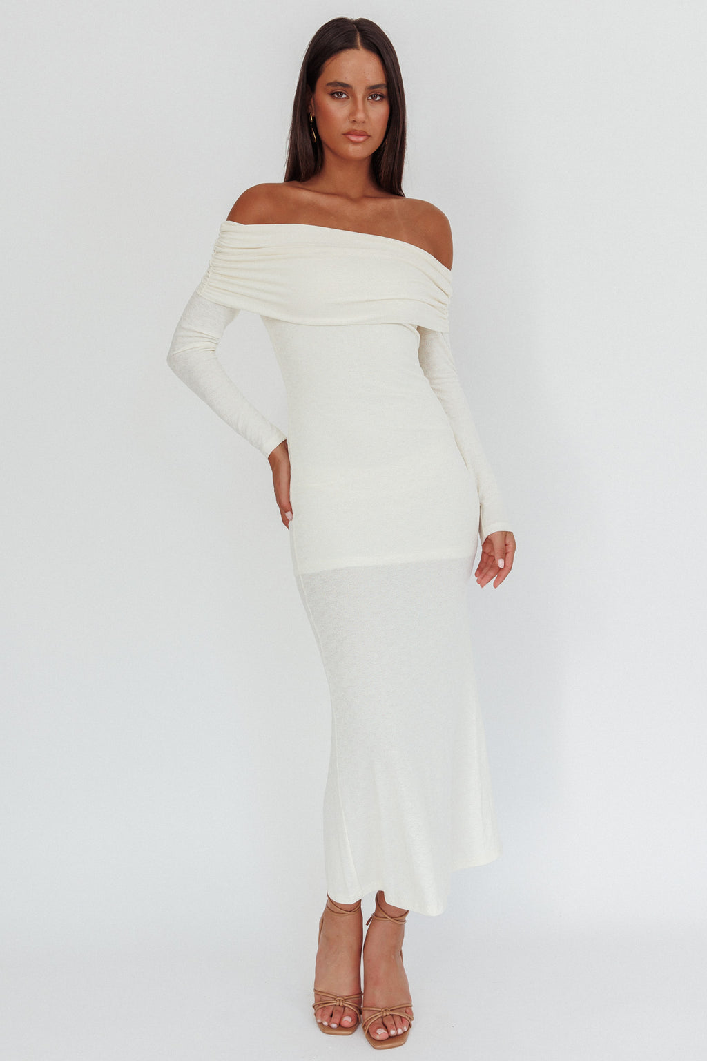 Juju Off-Shoulder Maxi Dress White by Selfie Leslie