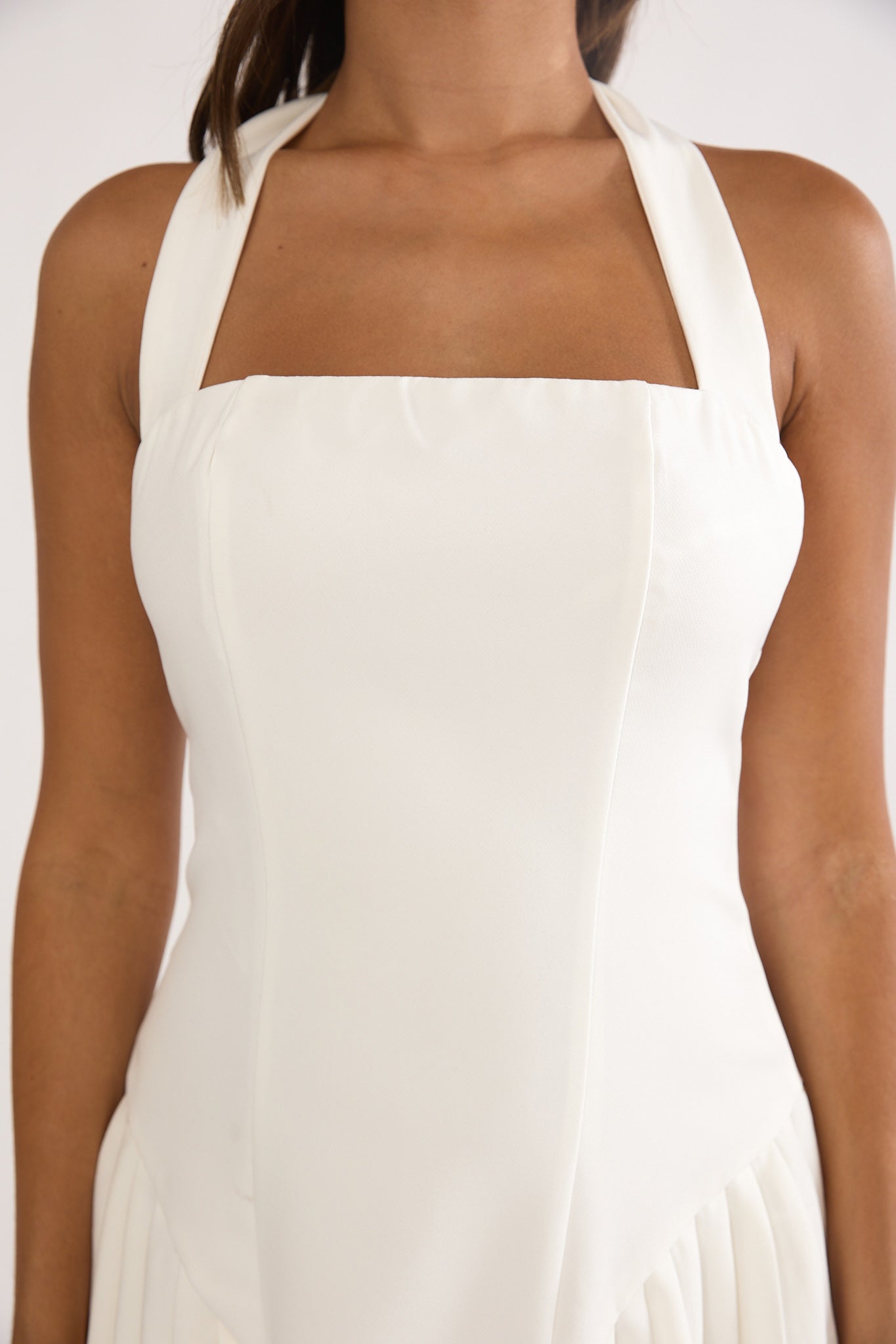 Angelico Halterneck Pleat Mini Dress White S