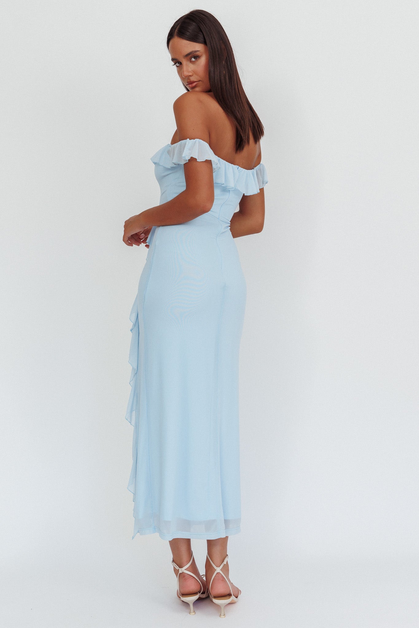 Flamenco Off-Shoulder Ruffle Maxi Dress Blue by Selfie Leslie