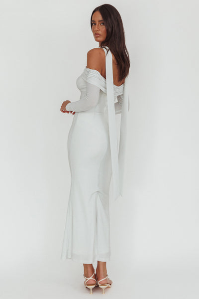 white long sleeve off the shoulder dress Rhetta White Off The Shoulder Sweater Dress - XXL Size - Women's Dresses
