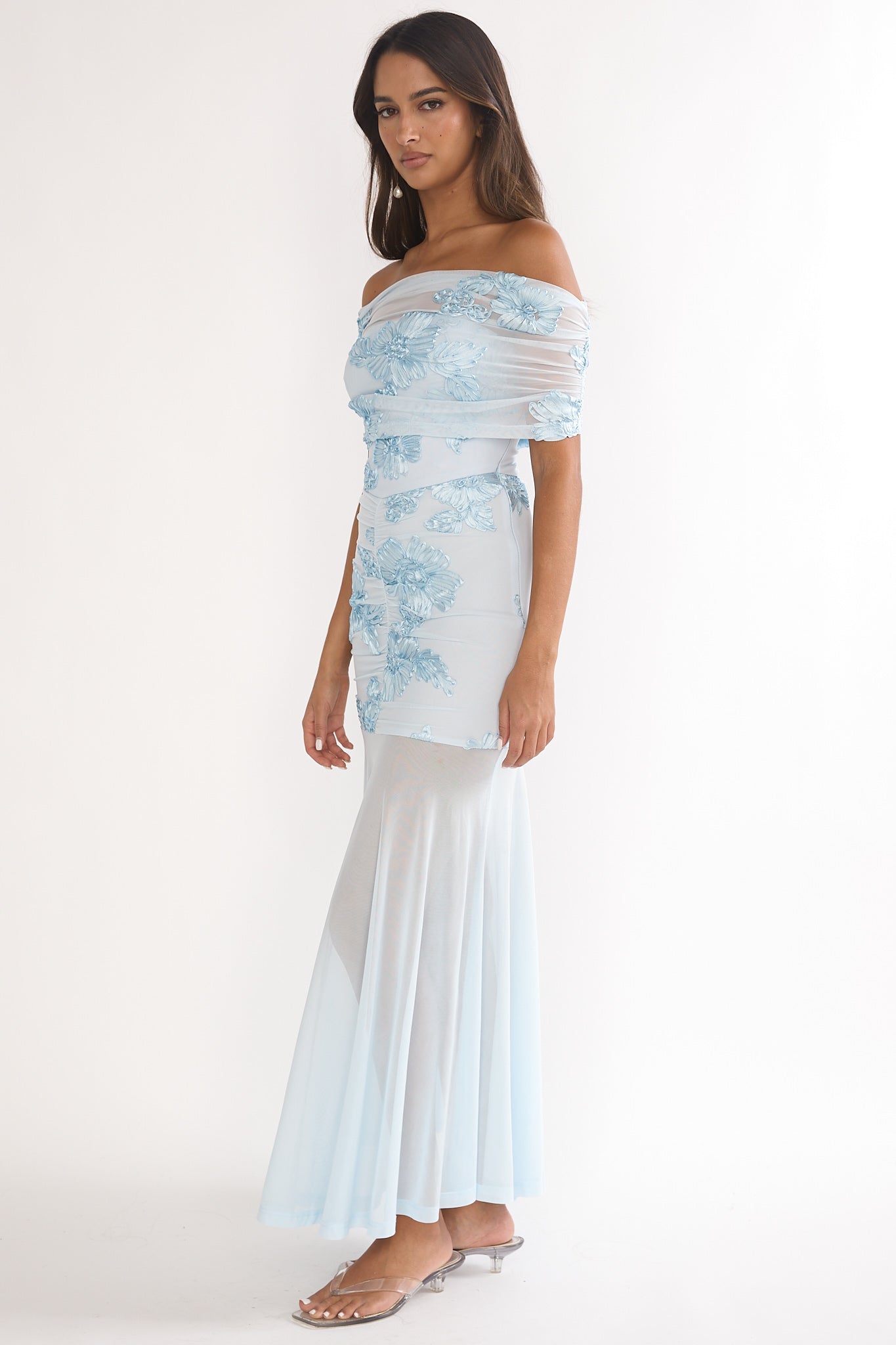 blue sheer maxi dress Demi Floral Embroidered Sheer Maxi Dress