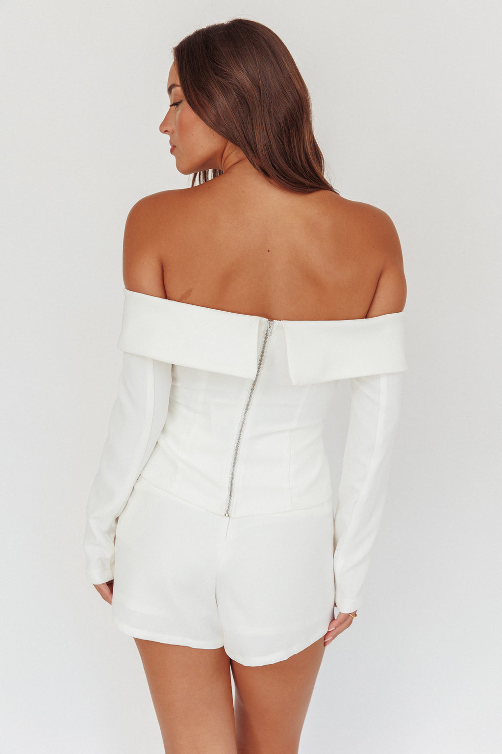Adalis Off-Shoulder Long Sleeve Top Off White by Selfie Leslie