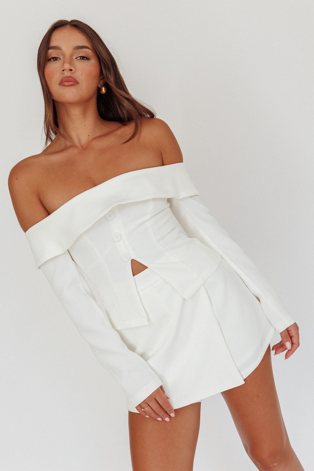 Adalis Off-Shoulder Long Sleeve Top Off White by Selfie Leslie