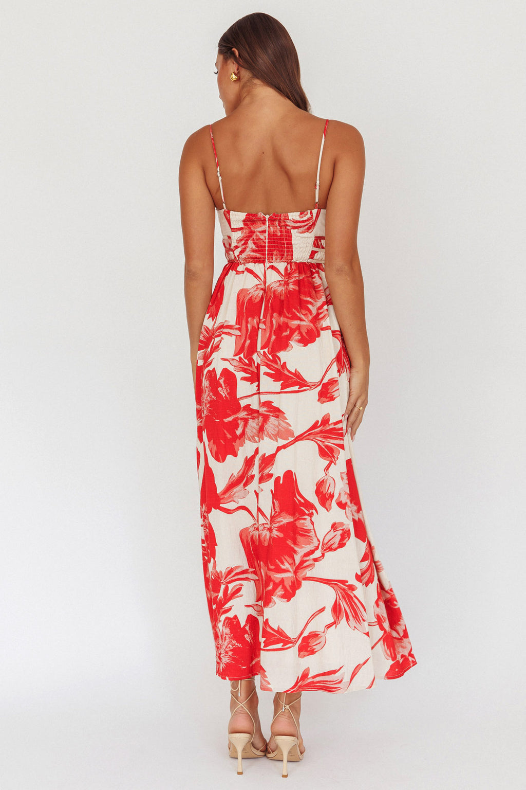 Sunny Afternoon Gathered Waist Maxi Dress Floral Pink by Selfie Leslie