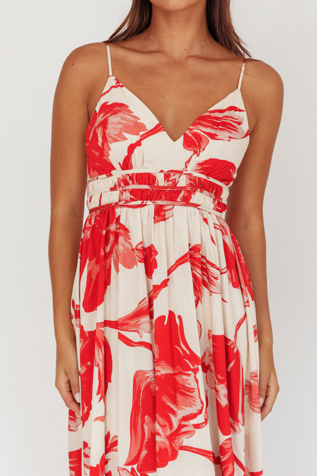 Sunny Afternoon Gathered Waist Maxi Dress Floral Pink by Selfie Leslie