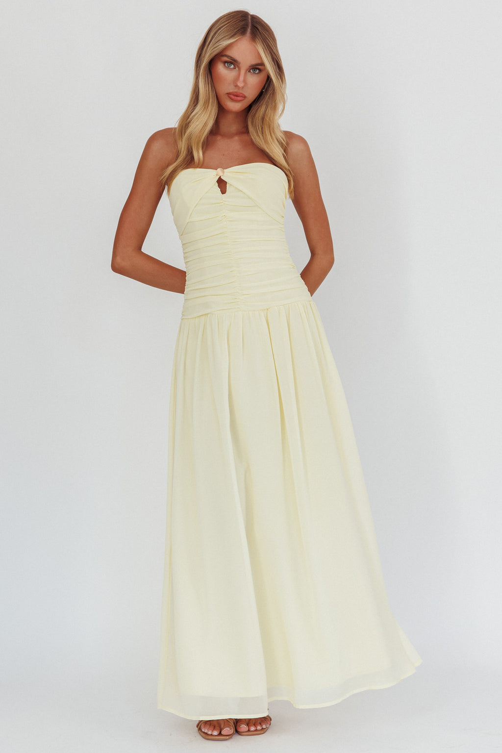 High Streets Strapless Maxi Dress Butter by Selfie Leslie