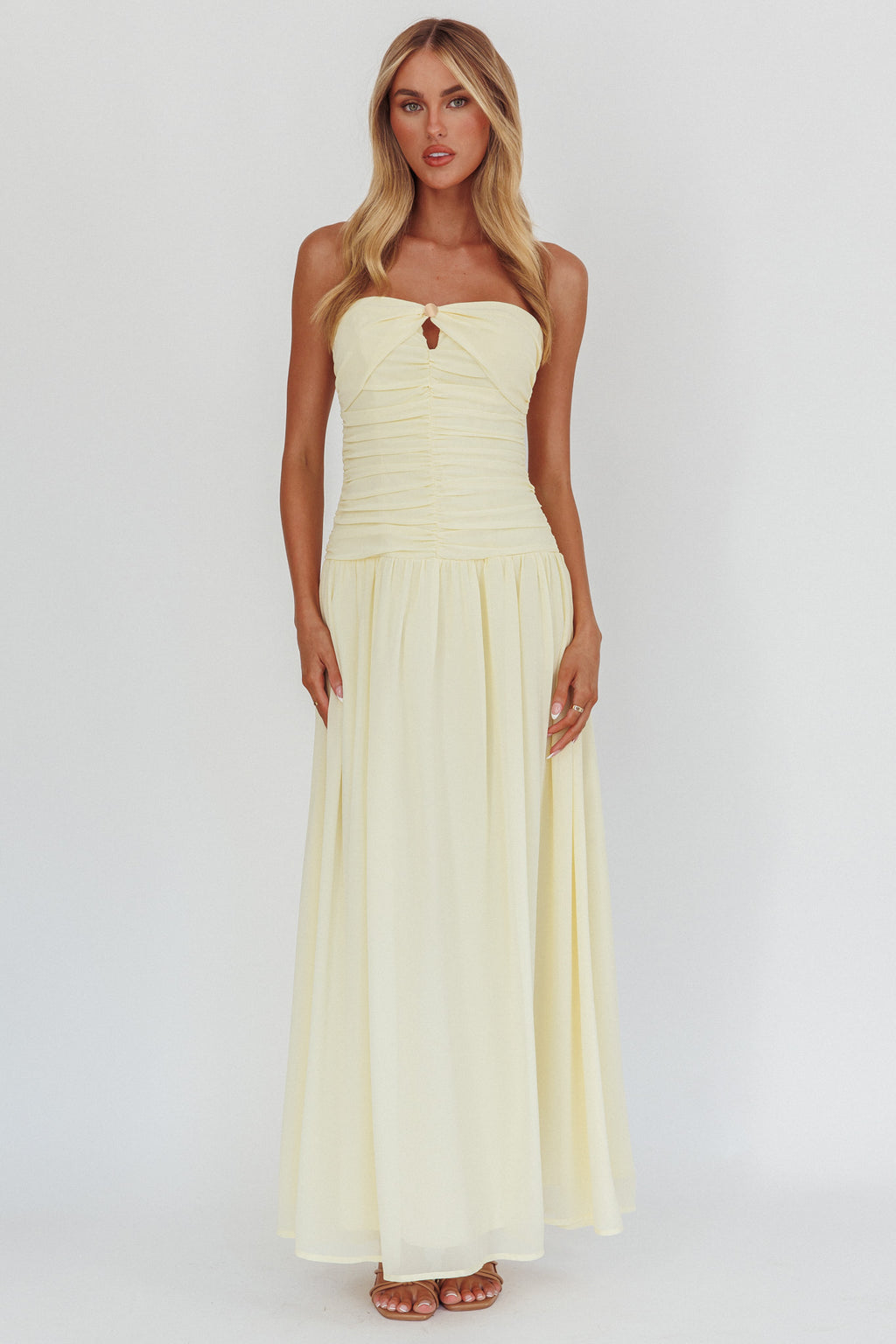 High Streets Strapless Maxi Dress Butter by Selfie Leslie