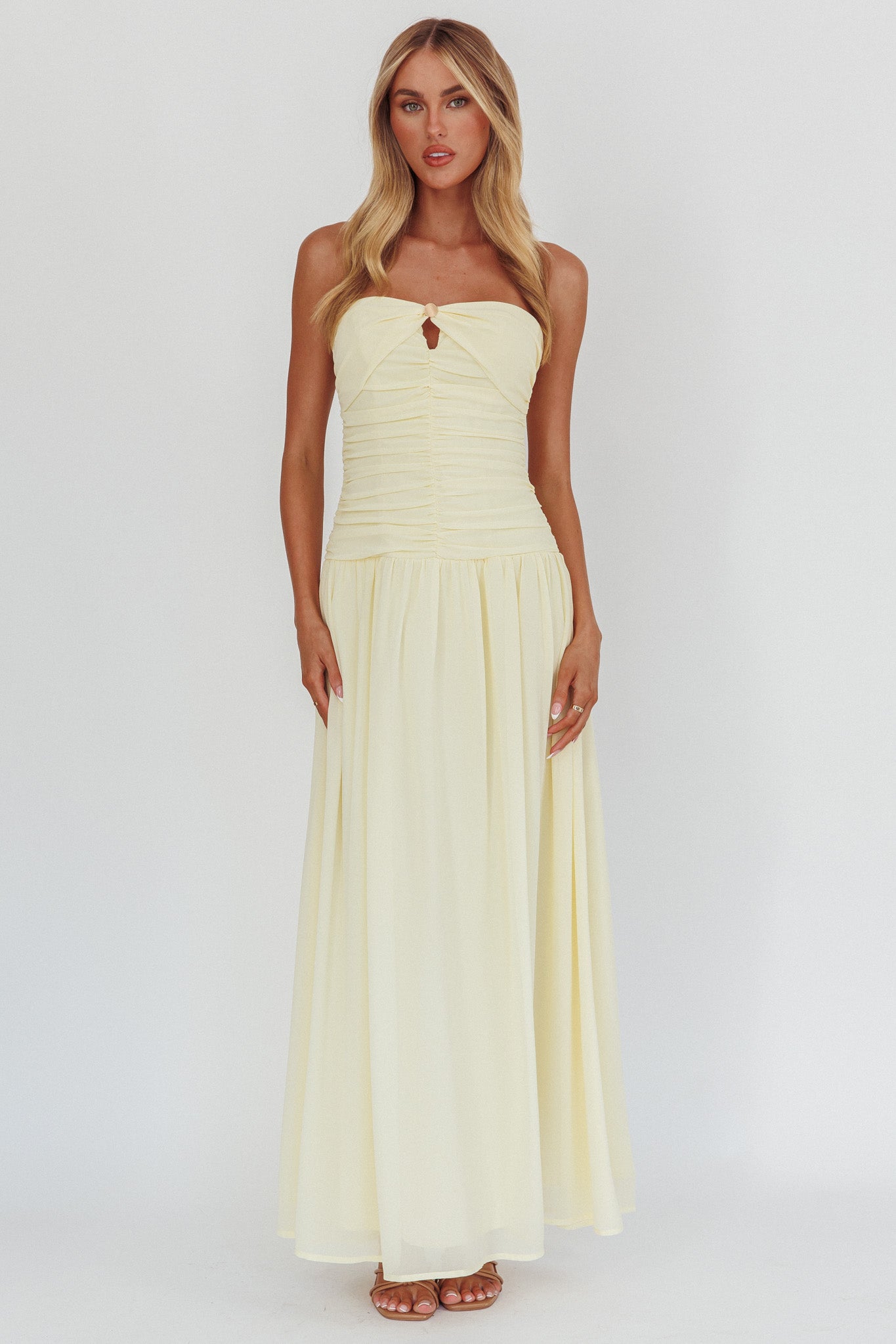 High Streets Strapless Maxi Dress Butter by Selfie Leslie