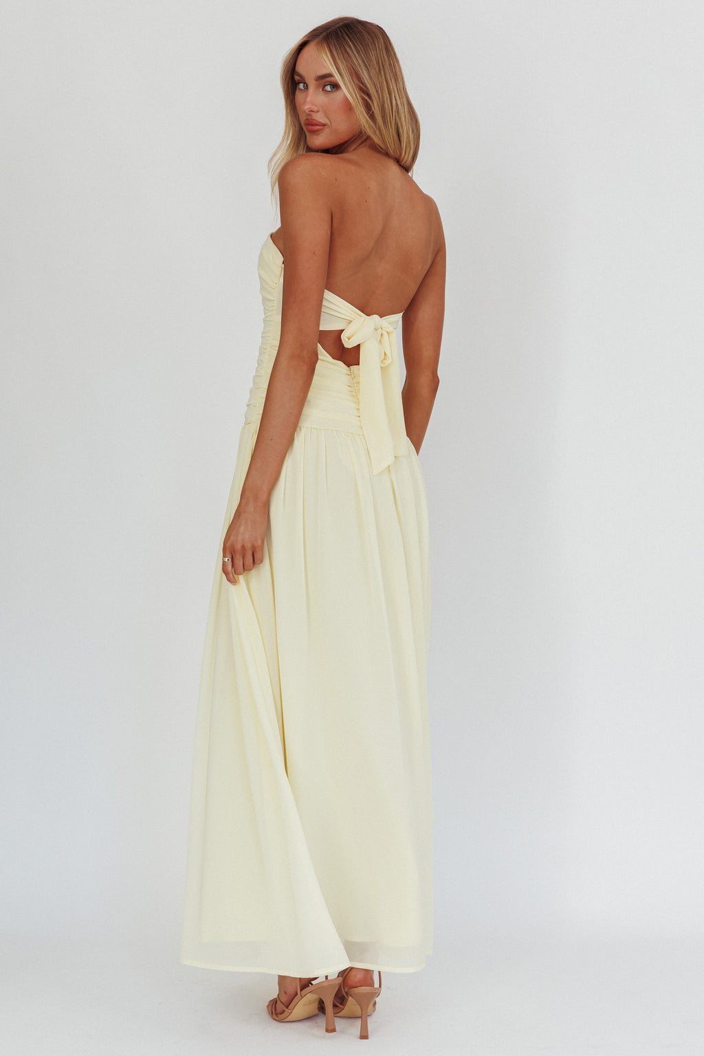 High Streets Strapless Maxi Dress Butter by Selfie Leslie